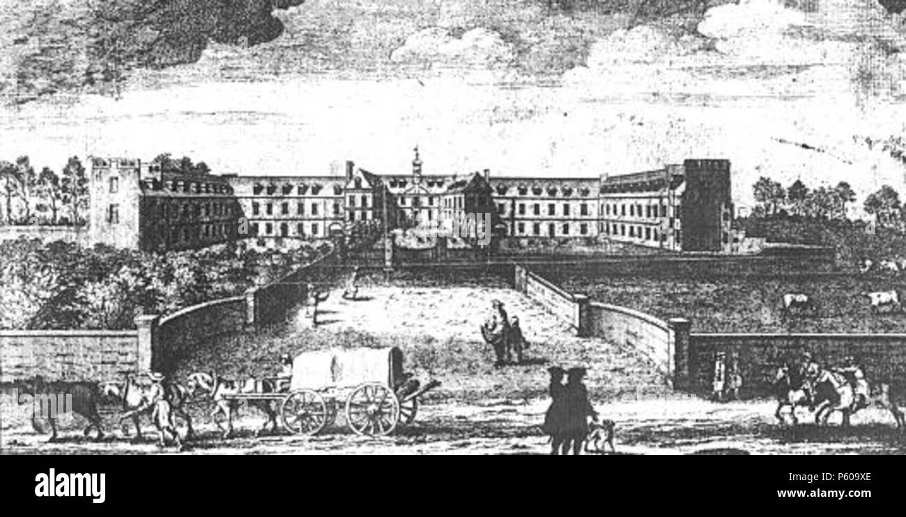 N/A. English: Exeter Work House. 1744. R White from Rocque's 1744 Map of Exeter 538 Exeter Work House 1744 Stock Photo
