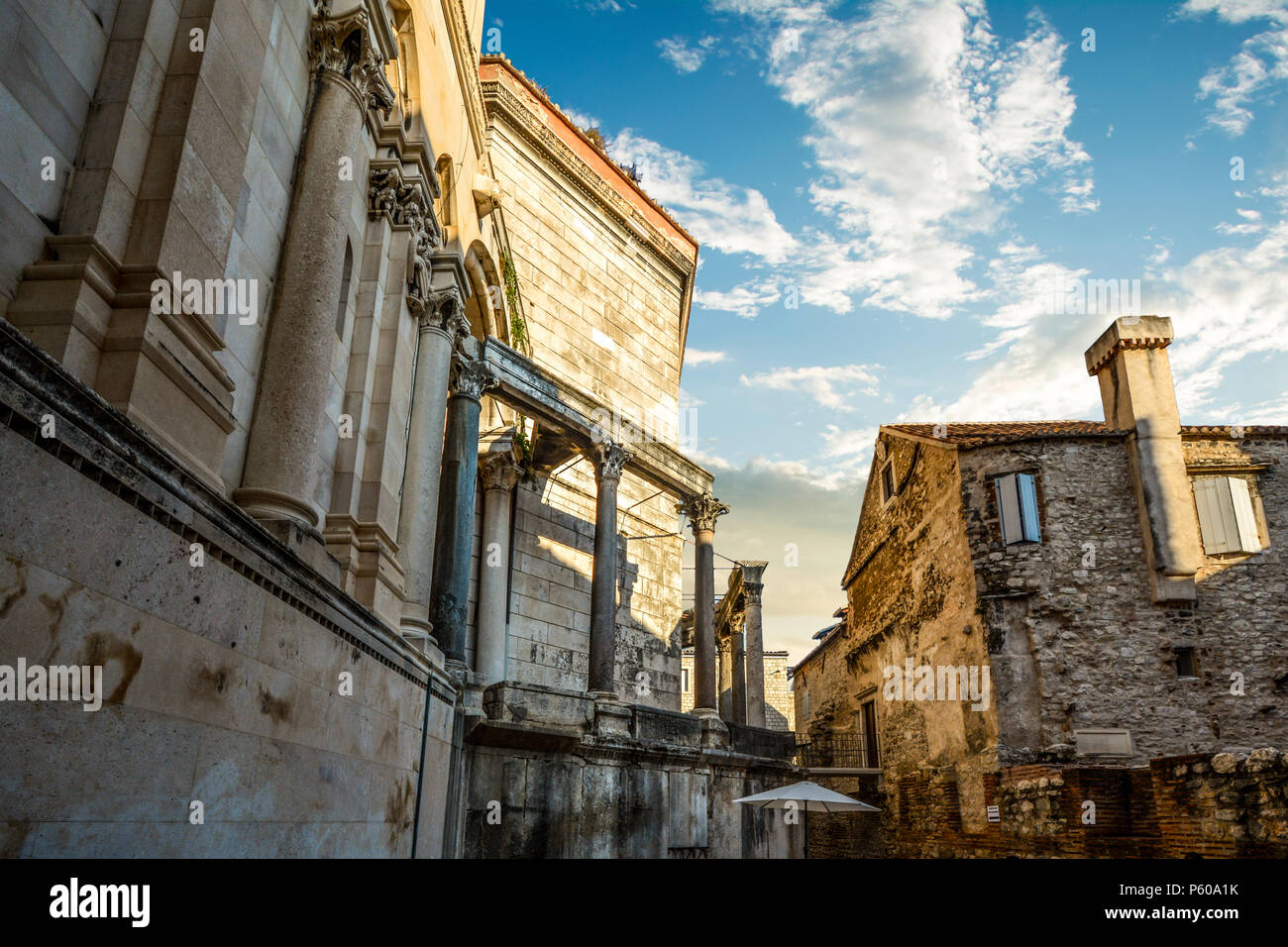 The ancient Catholic Cathedral of Saint Domnius, known locally as the Sveti Dujam in the Diocletian's Palace area of Split, Croatia. Stock Photo