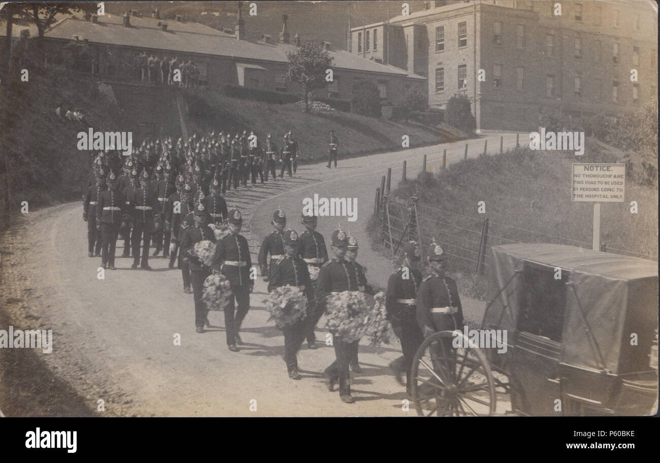 Vintage Photograph of a UK Police or Military Funeral, Unknown Location Stock Photo