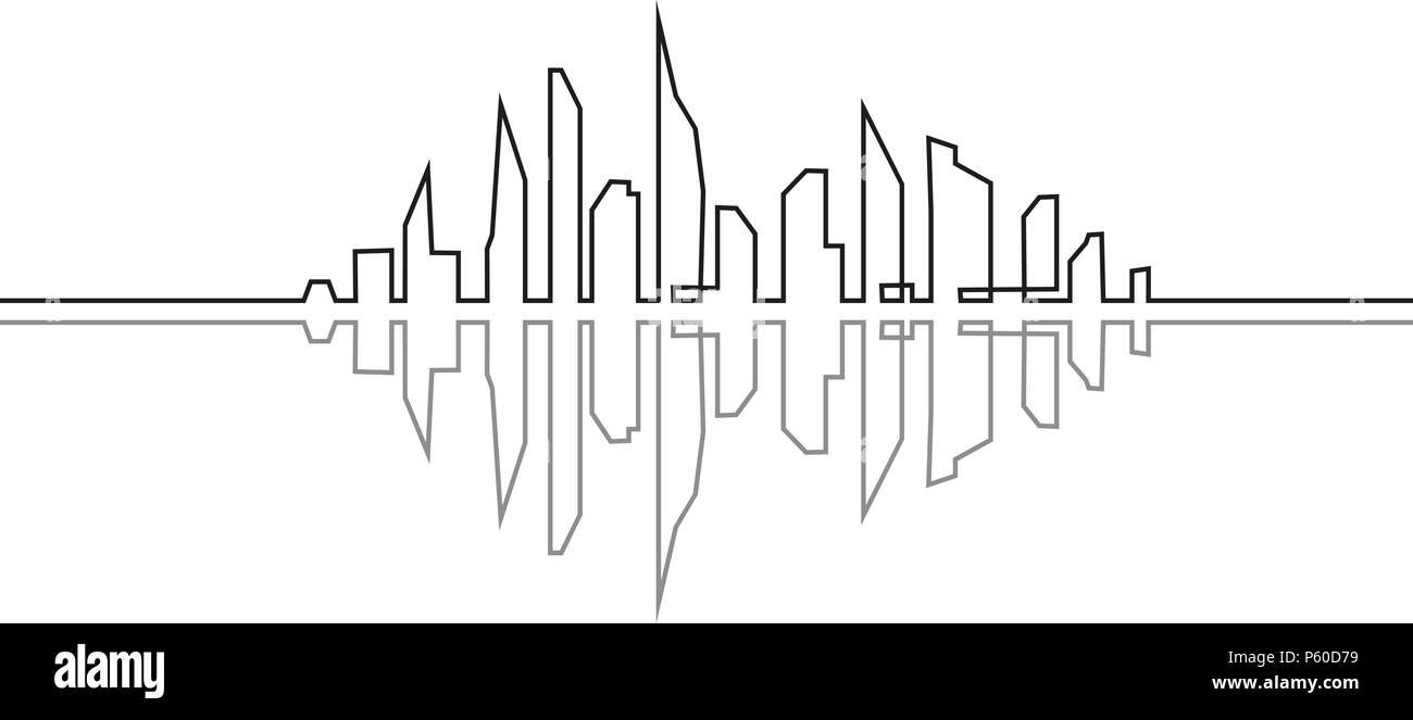 Silhouette of the city in a flat style. Modern urban landscape. Vector ...