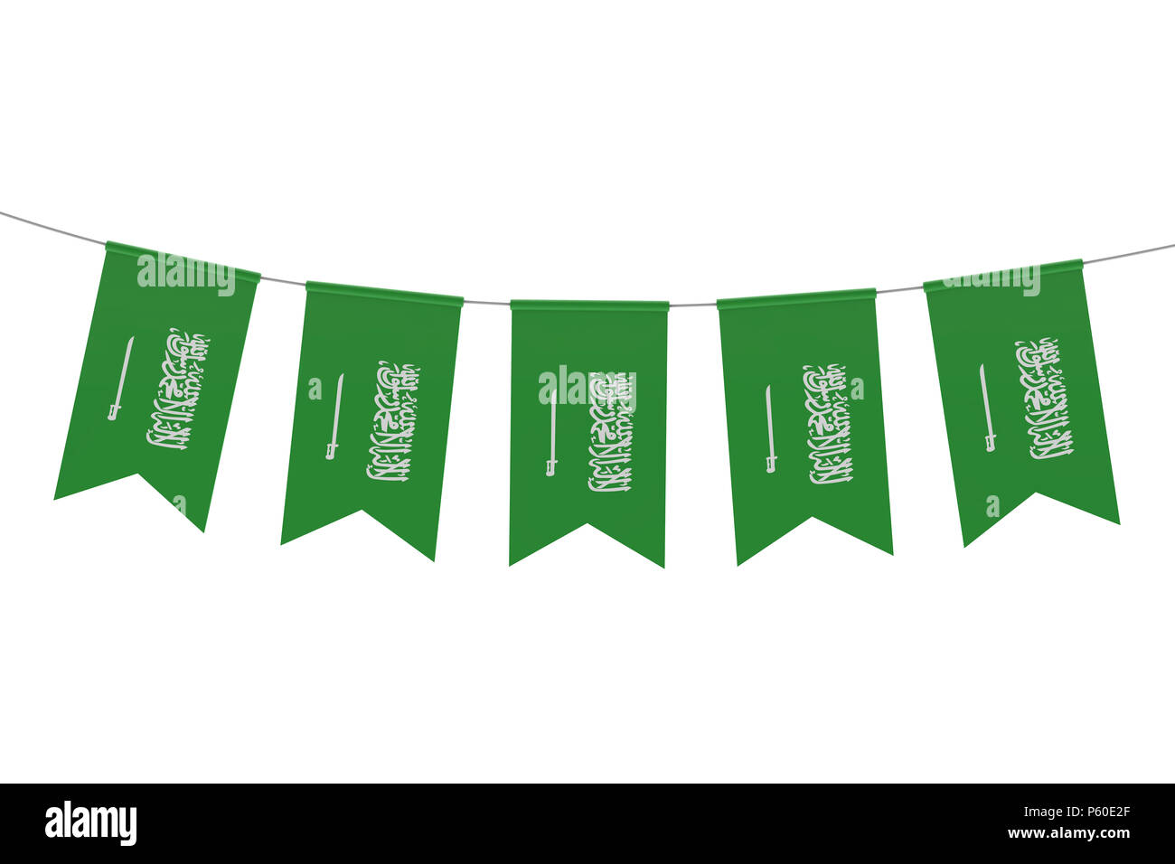Saudi Arabia National Flag Festive Bunting Against A Plain White