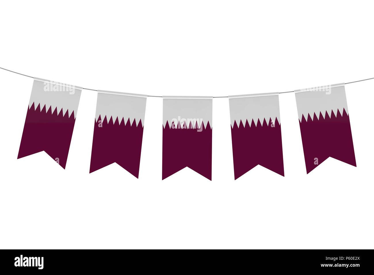 Qatar National Flag Festive Bunting Against A Plain White Background 3d Rendering Stock Photo Alamy