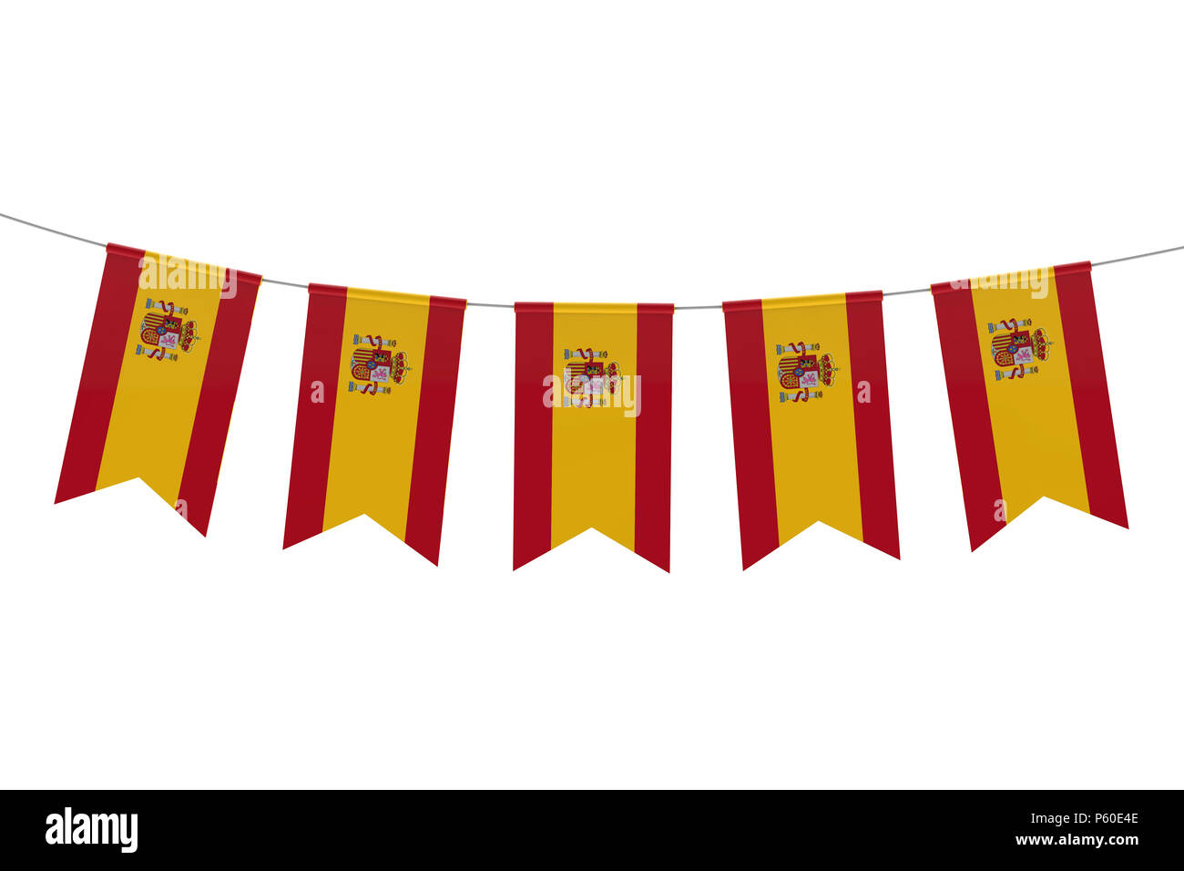 Spain National Flag Festive Bunting Against A Plain White