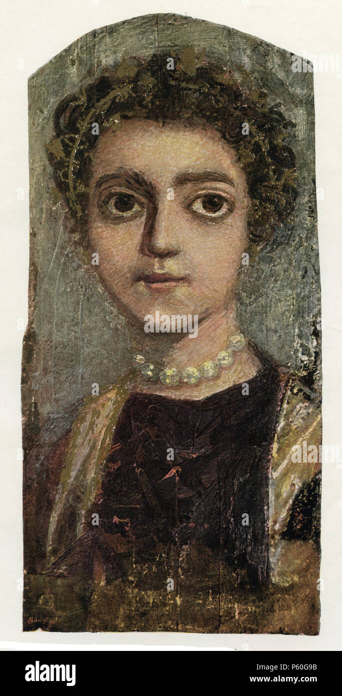 Female portrait of Al Fayum: mummy portrait. Collection Graf in Vienna, Stock Photo