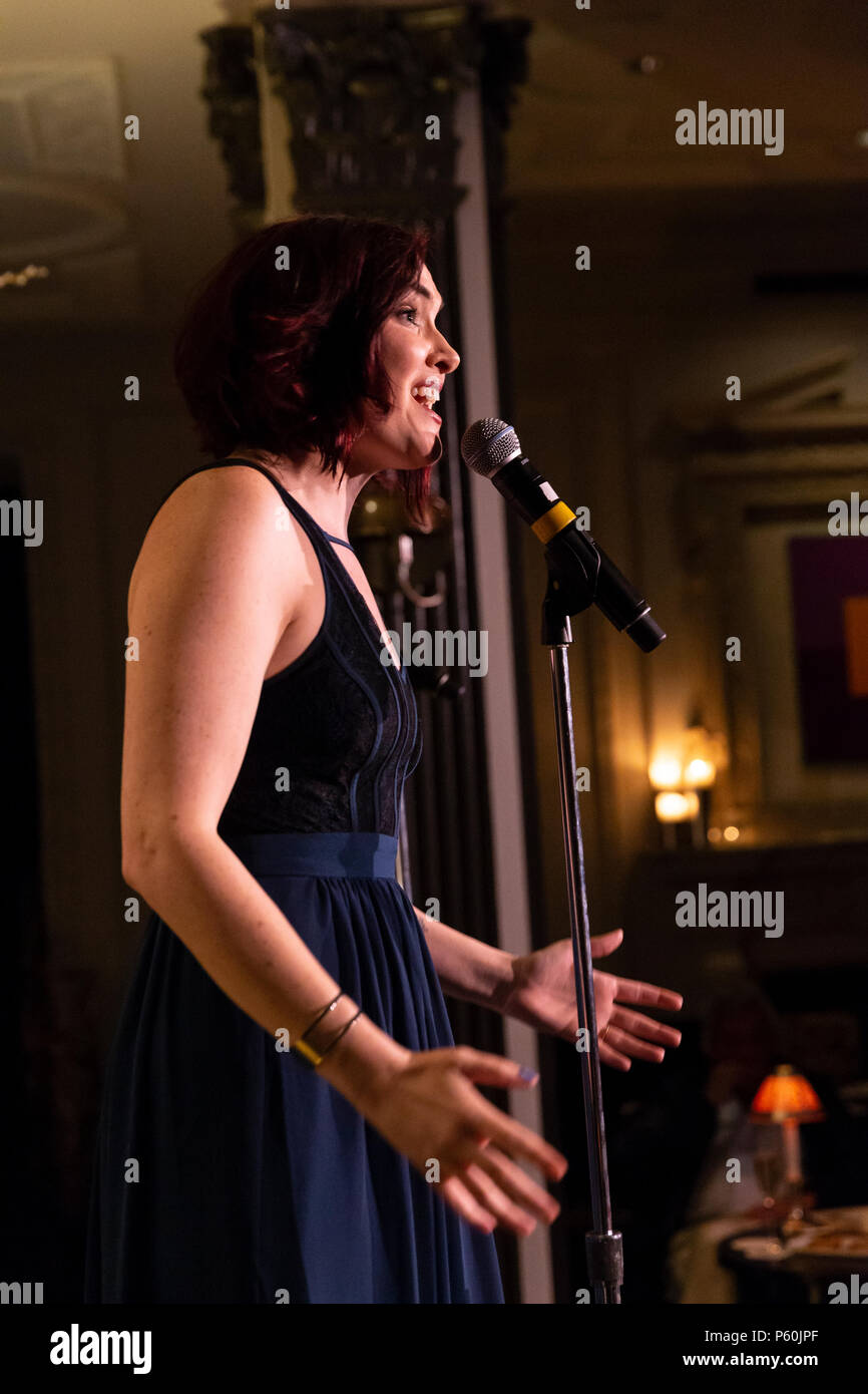 New York, NY - June 25, 2018: Christine Dwyer performs during Broadway at The Pierre hotel celebrating 15th anniversary of Wicked musical Stock Photo