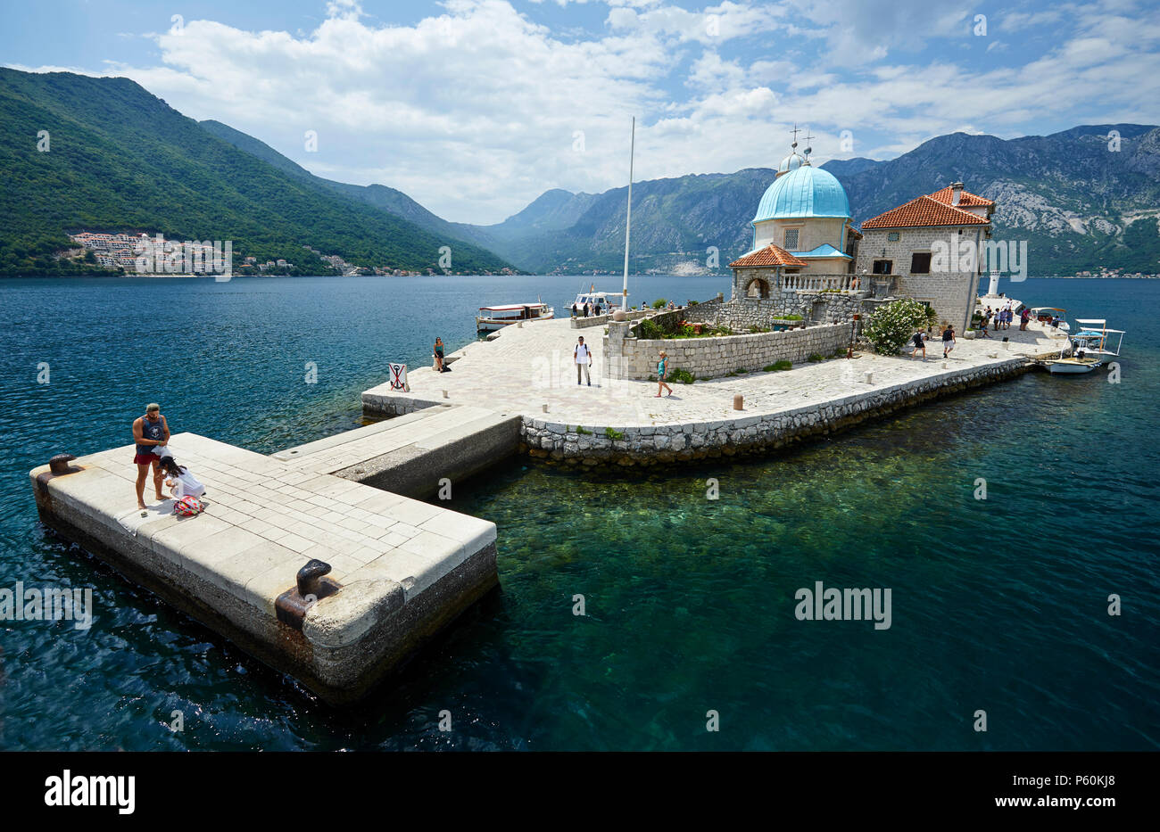 Our Lady of the rock island, Perast, Bay of Kotor Stock Photo
