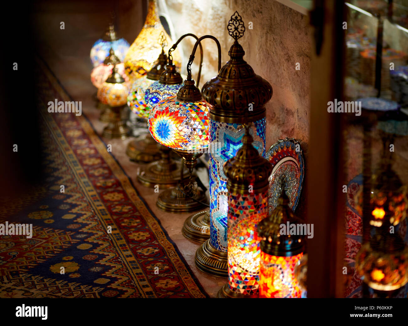 Shop with decorative lamps Kotor Old town Montenegro Stock Photo