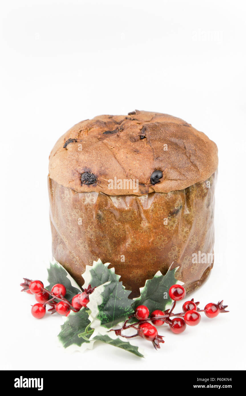 Panettone - traditional Christmas italian cake isolated Stock Photo