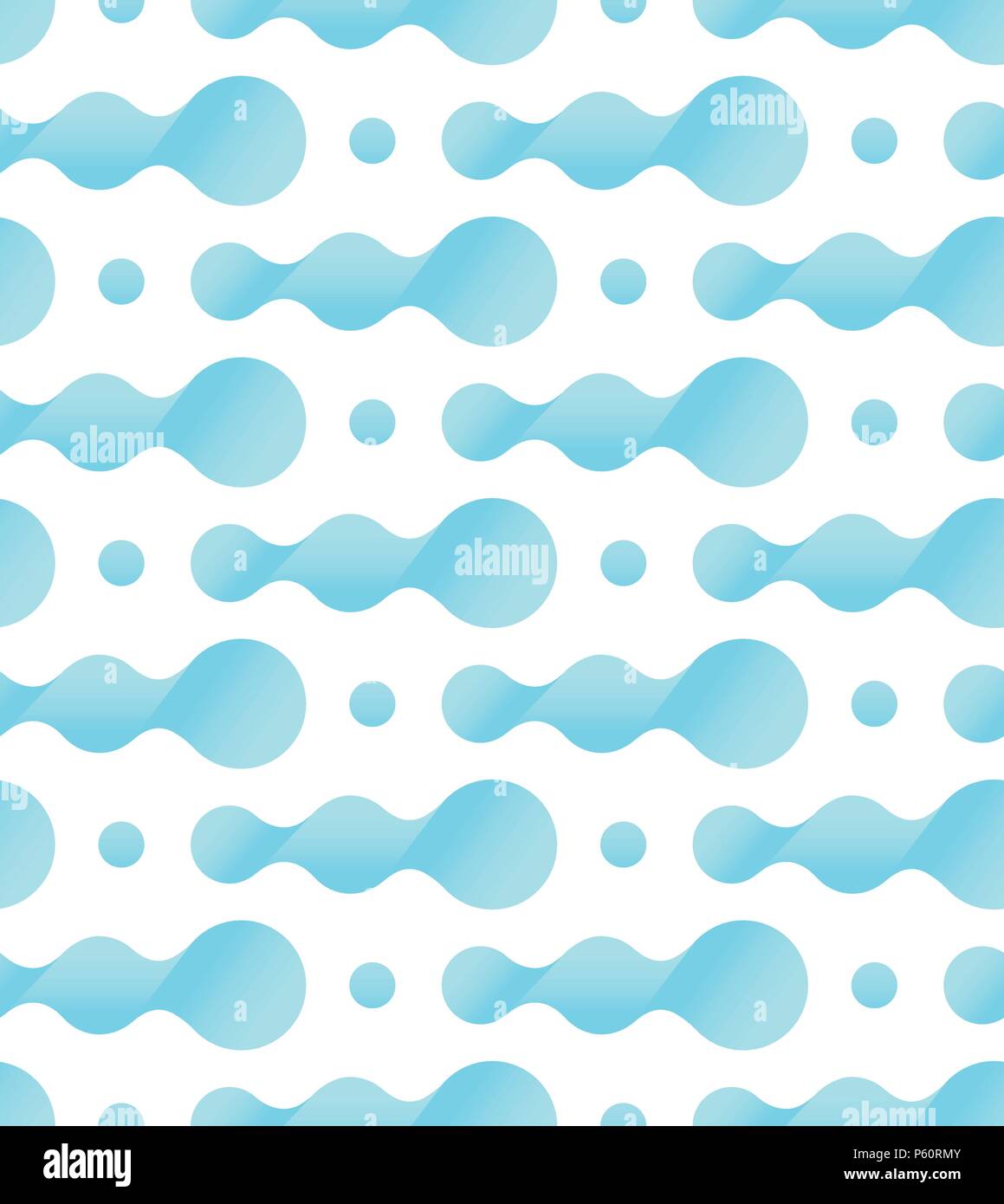 Water bubbles, waves, microbe, virus, bacteria seamless texture. Blue