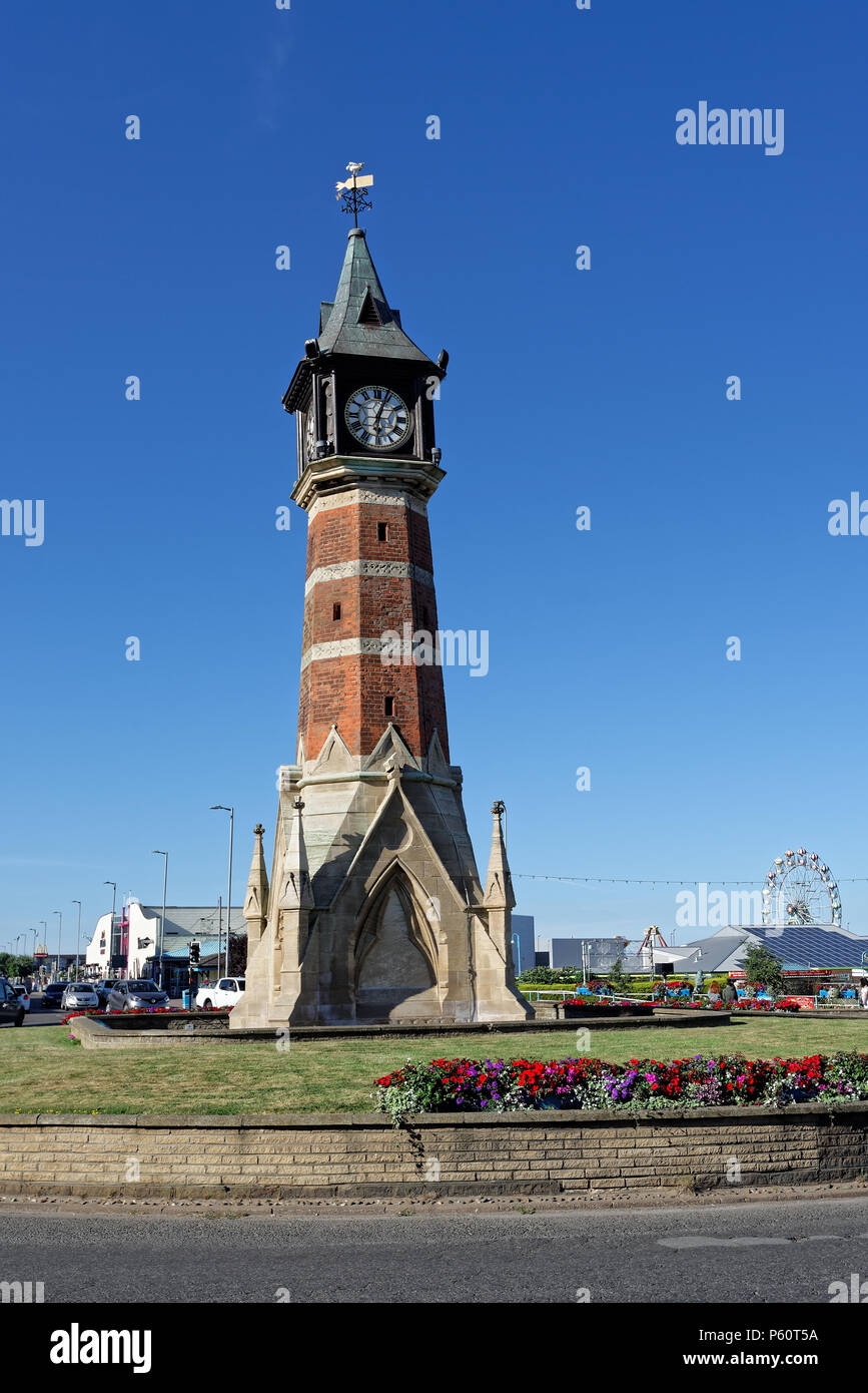 The famous Victorian clock tower in the seaside town of Skegness