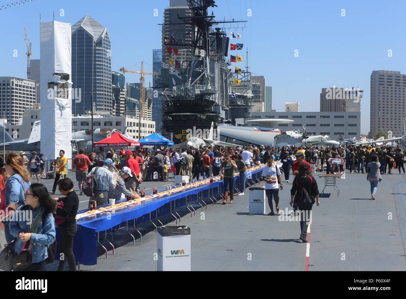 Service members, employees and members of the San Diego community enjoy