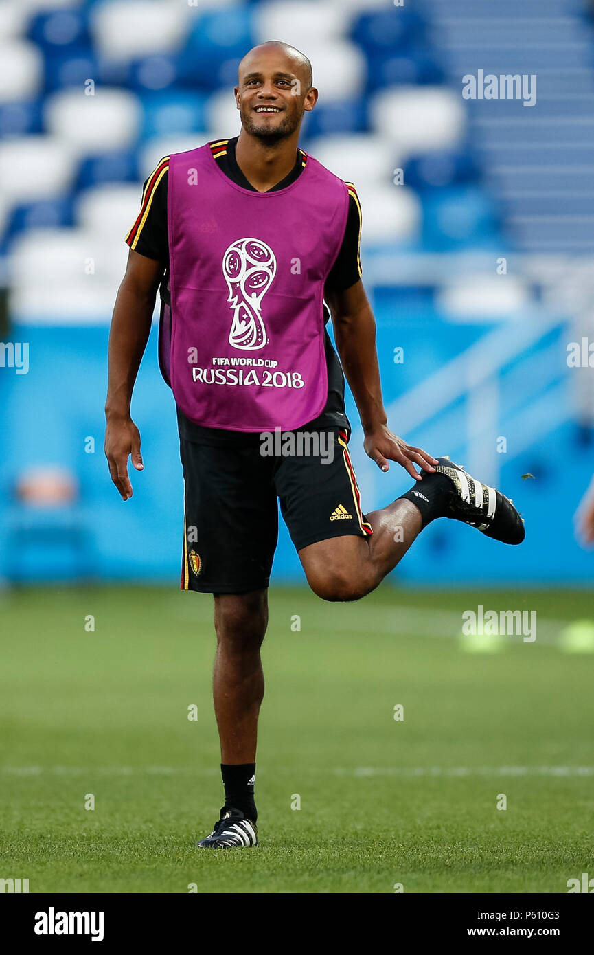 Kaliningrad, Russia, 27 June 2018. Vincent Kompany of Belgium during a Belgium training session, prior to their 2018 FIFA World Cup Group G match against England, at Kaliningrad Stadium on June 27th 2018 in Kaliningrad, Russia. (Photo by Daniel Chesterton/phcimages.com) Credit: PHC Images/Alamy Live News Stock Photo