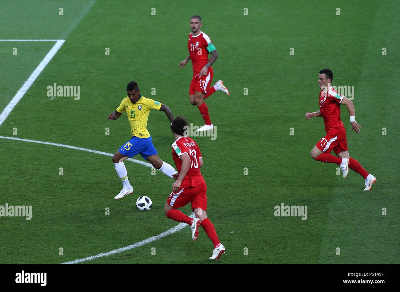 Moscow, Russian. 27th June, 2018. 27.06.2018. MOSCOW, Russian:GABRIEL JESUS SCORE THE GOL during the Fifa World Cup Russia 2018, Group E, football match between SERBIA VS BRAZIL in SPARTAK Stadium IN MOSCOW. Credit: Independent Photo Agency/Alamy Live News Stock Photo
