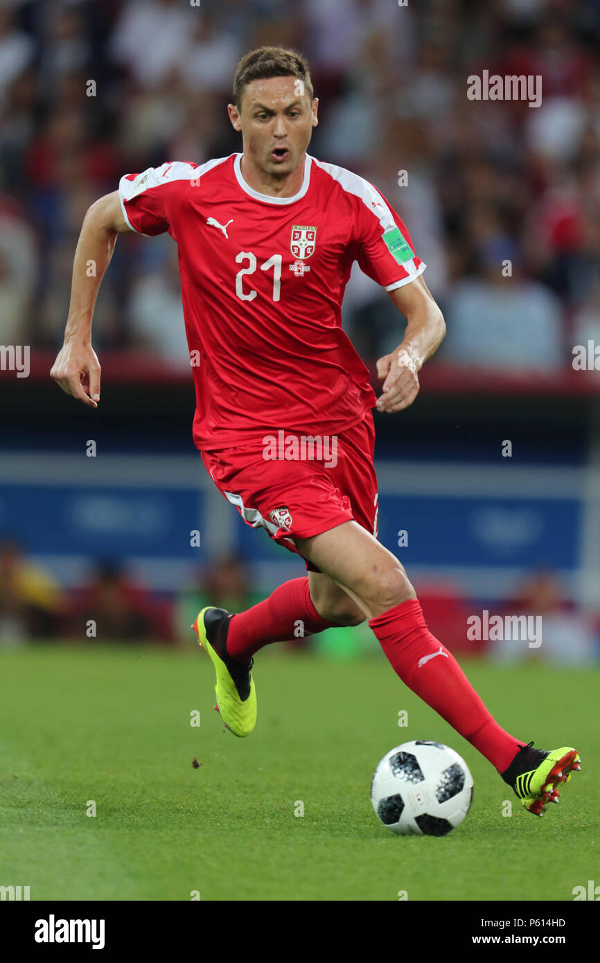 Nemanja Matic SERBIA SERBIA V BRAZIL, 2018 FIFA WORLD CUP RUSSIA 27 June 2018 GBC8934 Serbia v Brazil 2018 FIFA World Cup Russia Spartak Stadium Moscow STRICTLY EDITORIAL USE ONLY. If The Player/Players Depicted In This Image Is/Are Playing For An English Club Or The England National Team. Then This Image May Only Be Used For Editorial Purposes. No Commercial Use. The Following Usages Are Also Restricted EVEN IF IN AN EDITORIAL CONTEXT: Use in conjuction with, or part of, any unauthorized audio, video, data, fixture lists, club/league logos, Betting, Games or any 'live' serv Stock Photo