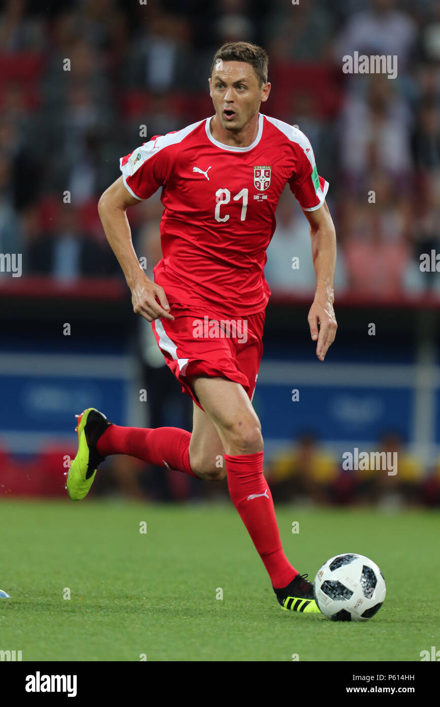 Nemanja Matic SERBIA SERBIA V BRAZIL, 2018 FIFA WORLD CUP RUSSIA 27 June 2018 GBC8935 Serbia v Brazil 2018 FIFA World Cup Russia Spartak Stadium Moscow STRICTLY EDITORIAL USE ONLY. If The Player/Players Depicted In This Image Is/Are Playing For An English Club Or The England National Team. Then This Image May Only Be Used For Editorial Purposes. No Commercial Use. The Following Usages Are Also Restricted EVEN IF IN AN EDITORIAL CONTEXT: Use in conjuction with, or part of, any unauthorized audio, video, data, fixture lists, club/league logos, Betting, Games or any 'live' serv Stock Photo