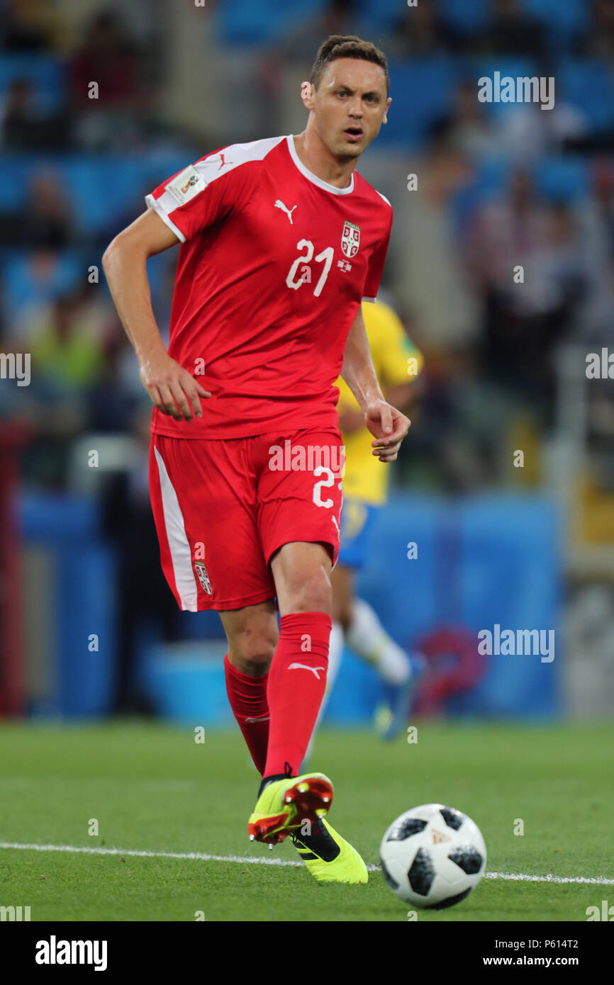Nemanja Matic SERBIA SERBIA V BRAZIL, 2018 FIFA WORLD CUP RUSSIA 27 June 2018 GBC8965 Serbia v Brazil 2018 FIFA World Cup Russia Spartak Stadium Moscow STRICTLY EDITORIAL USE ONLY. If The Player/Players Depicted In This Image Is/Are Playing For An English Club Or The England National Team. Then This Image May Only Be Used For Editorial Purposes. No Commercial Use. The Following Usages Are Also Restricted EVEN IF IN AN EDITORIAL CONTEXT: Use in conjuction with, or part of, any unauthorized audio, video, data, fixture lists, club/league logos, Betting, Games or any 'live' serv Stock Photo