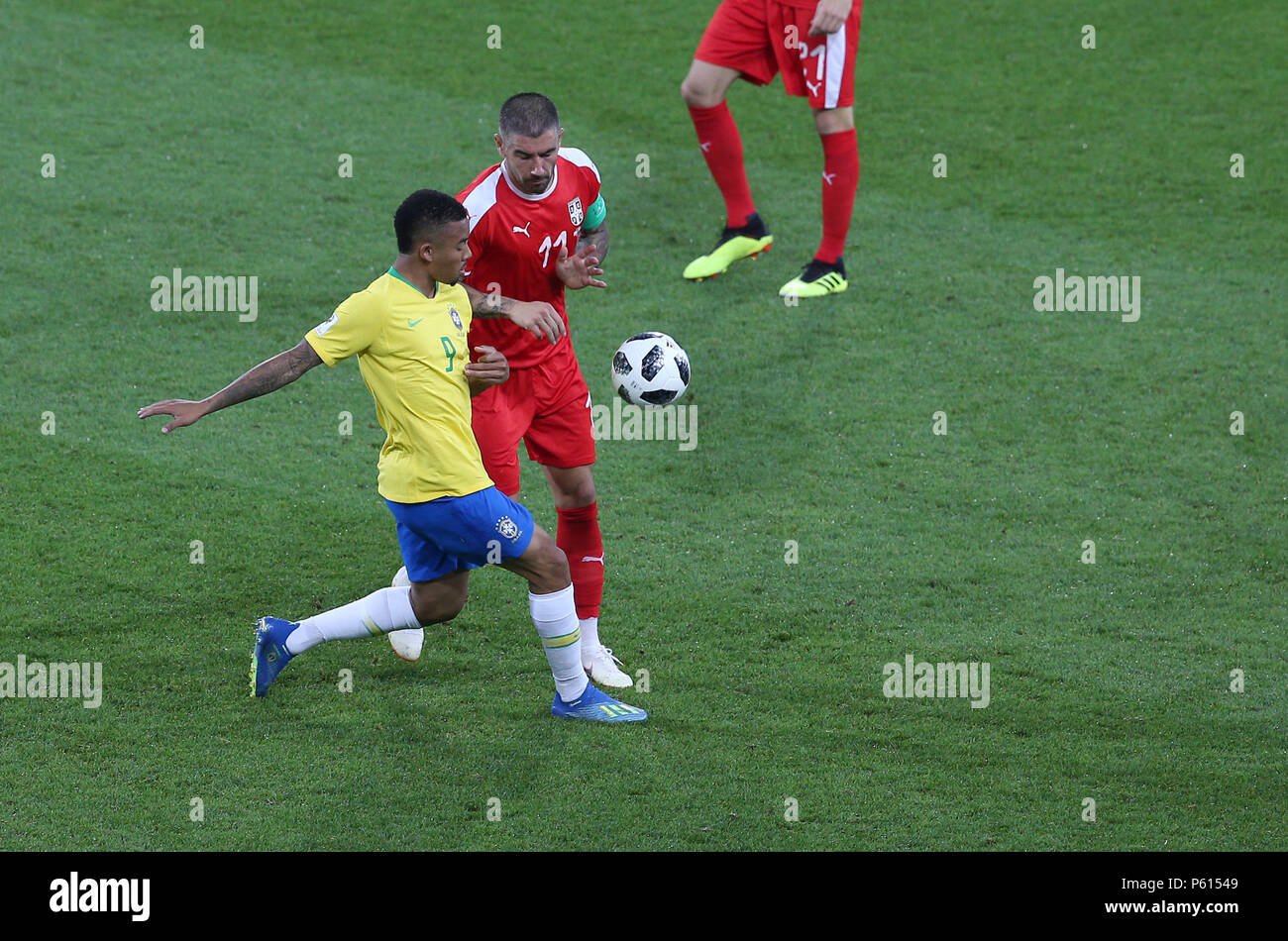 Moscow, Russian. 27th June, 2018. 27.06.2018. MOSCOW, Russian:GABRIEL JESUS, KOLAROV in action during the Fifa World Cup Russia 2018, Group E, football match between SERBIA VS BRAZIL in SPARTAK Stadium IN MOSCOW. Credit: Independent Photo Agency/Alamy Live News Stock Photo