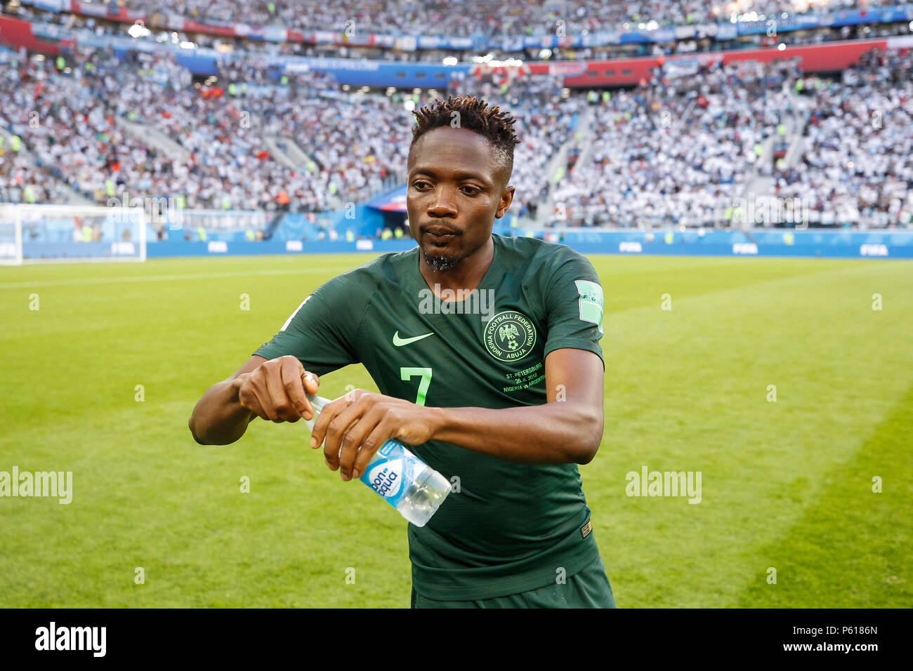 St Petersburg, Russia. 26th Jun, 2018. Ahmed Musa of Nigeria during the 2018 FIFA World Cup Group D match between Nigeria and Argentina at Saint Petersburg Stadium on June 26th 2018 in Saint Petersburg, Russia. (Photo by Daniel Chesterton/phcimages.com) Credit: PHC Images/Alamy Live News Stock Photo