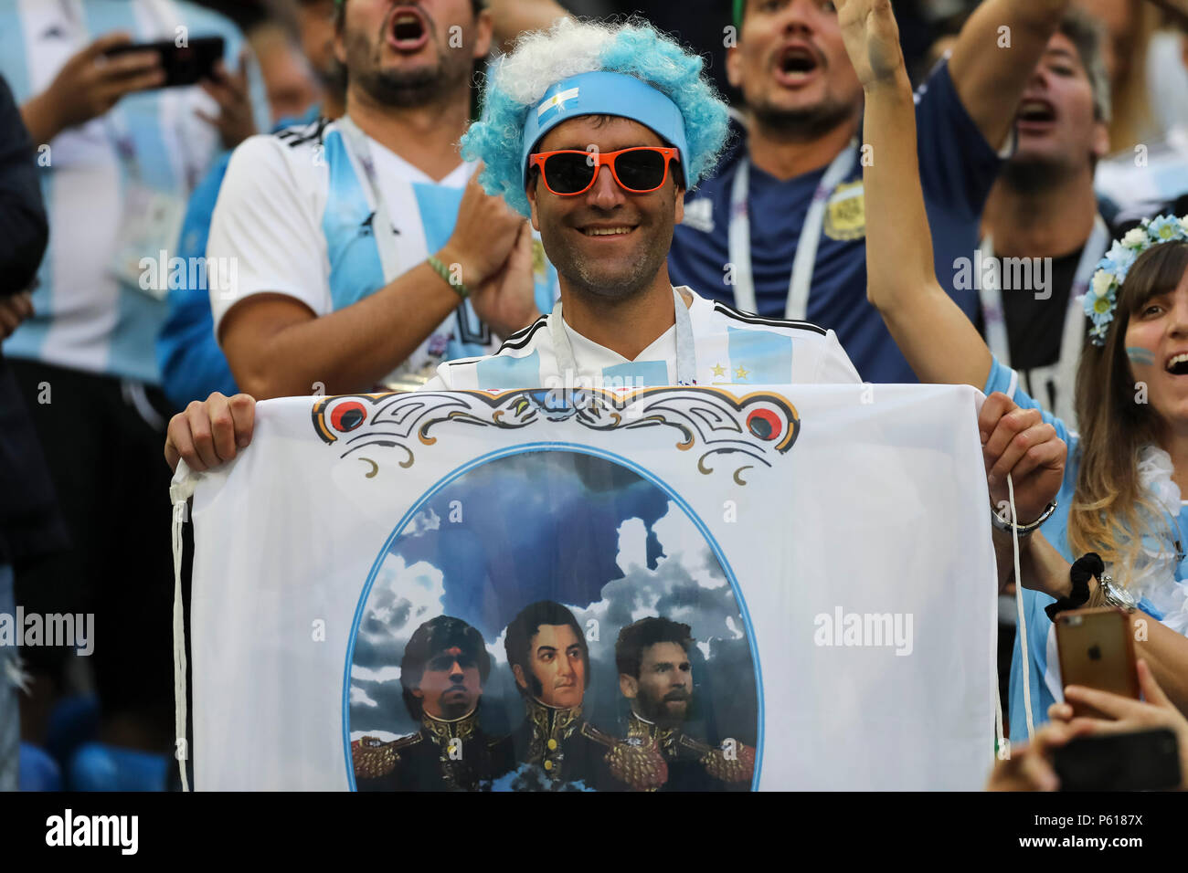 St Petersburg, Russia. 26th Jun, 2018. Argentina fans before the 2018 FIFA World Cup Group D match between Nigeria and Argentina at Saint Petersburg Stadium on June 26th 2018 in Saint Petersburg, Russia. (Photo by Daniel Chesterton/phcimages.com) Credit: PHC Images/Alamy Live News Stock Photo