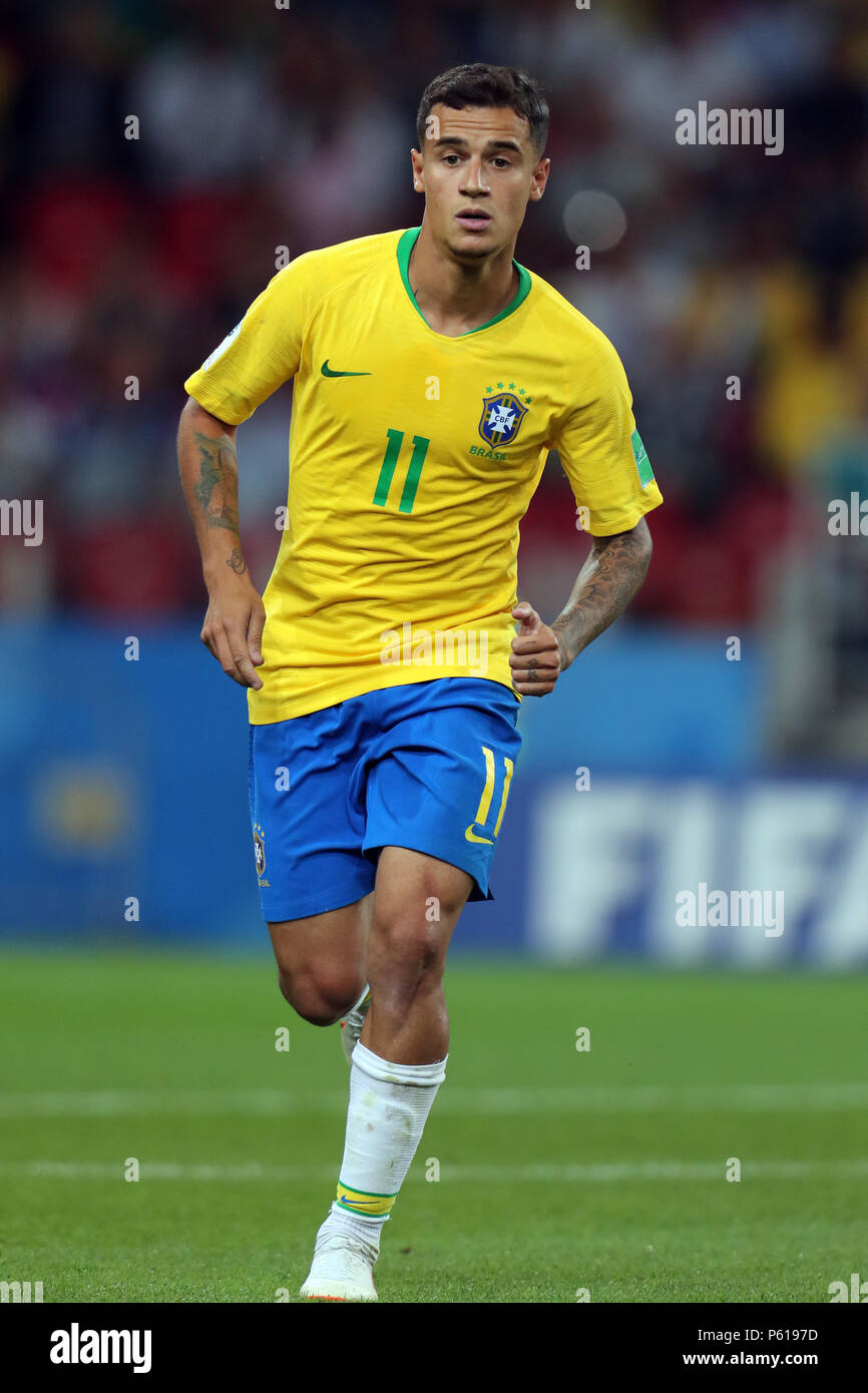 Philippe Coutinho  BRAZIL  SERBIA V BRAZIL , 2018 FIFA WORLD CUP RUSSIA  27 June 2018  GBC8982  Serbia v Brazil  2018 FIFA World Cup Russia Spartak Stadium Moscow    STRICTLY EDITORIAL USE ONLY.   If The Player/Players Depicted In This Image Is/Are Playing For An English Club Or The England National Team.   Then This Image May Only Be Used For Editorial Purposes. No Commercial Use.    The Following Usages Are Also Restricted EVEN IF IN AN EDITORIAL CONTEXT:   Use in conjuction with, or part of, any unauthorized audio, video, data, fixture lists, club/league logos, Betting, Games or any 'live'  Stock Photo