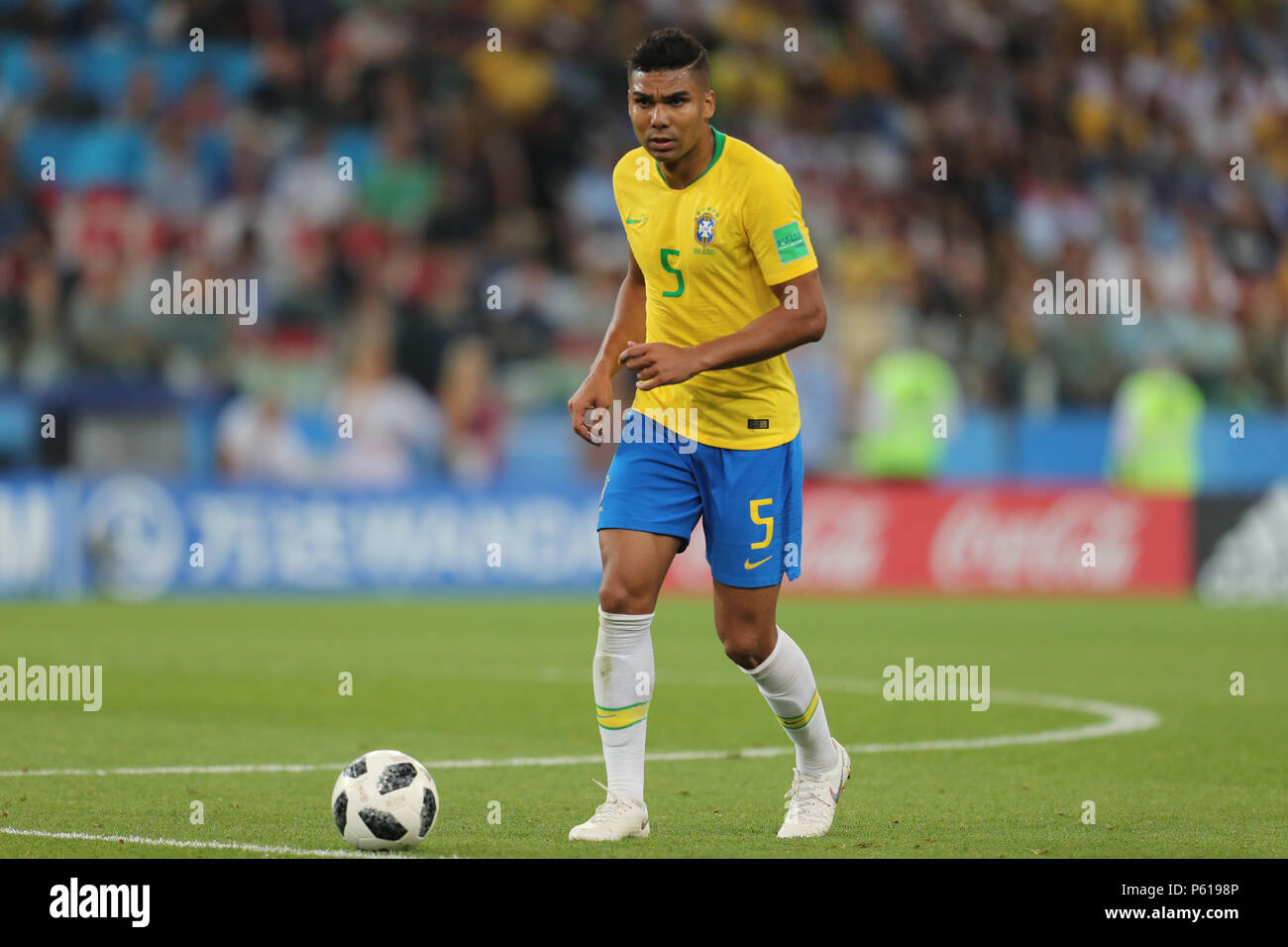 Casemiro  BRAZIL  SERBIA V BRAZIL , 2018 FIFA WORLD CUP RUSSIA  27 June 2018  GBC8993  Serbia v Brazil  2018 FIFA World Cup Russia Spartak Stadium Moscow    STRICTLY EDITORIAL USE ONLY.   If The Player/Players Depicted In This Image Is/Are Playing For An English Club Or The England National Team.   Then This Image May Only Be Used For Editorial Purposes. No Commercial Use.    The Following Usages Are Also Restricted EVEN IF IN AN EDITORIAL CONTEXT:   Use in conjuction with, or part of, any unauthorized audio, video, data, fixture lists, club/league logos, Betting, Games or any 'live' services. Stock Photo