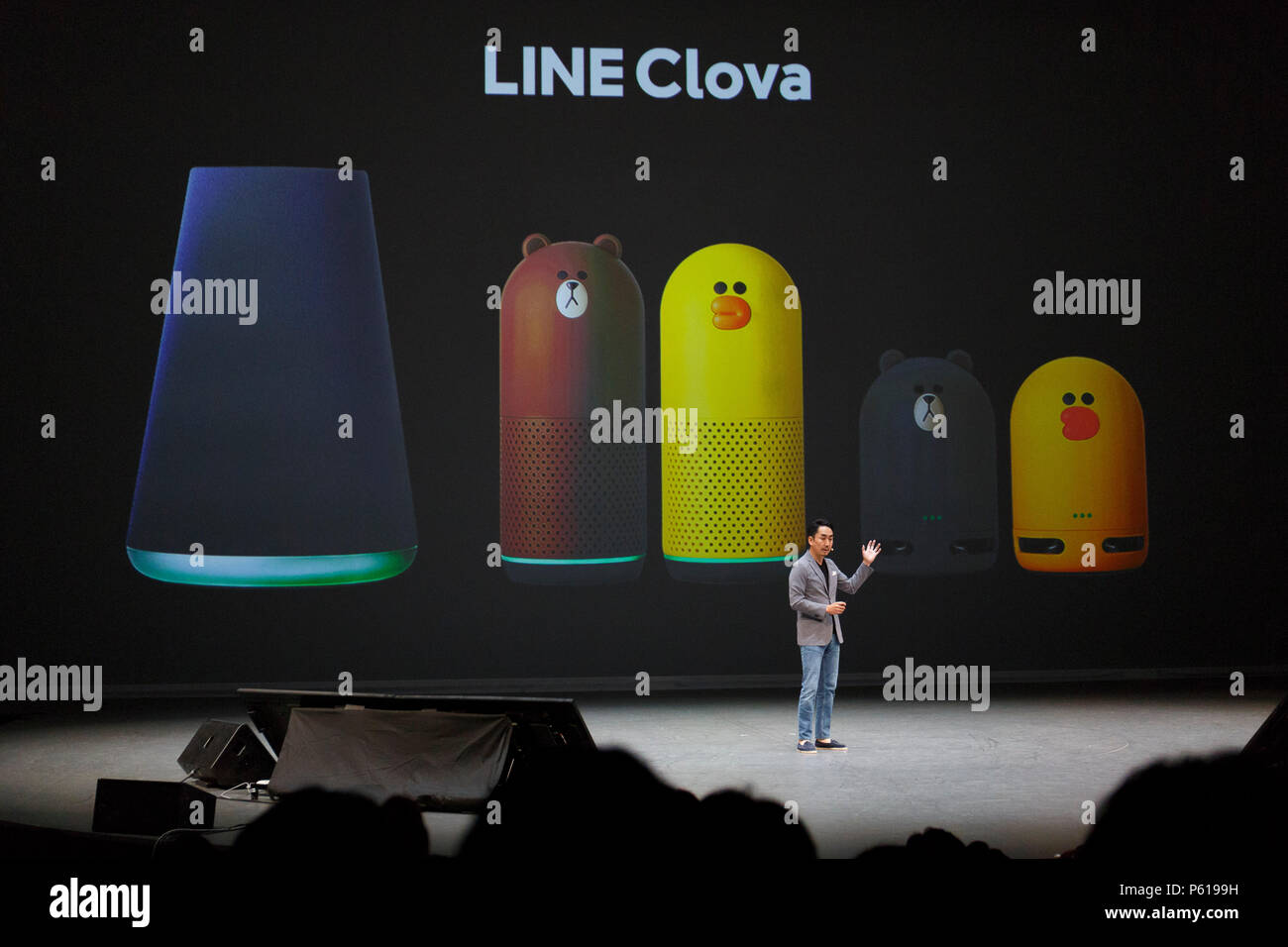 Takeshi Idezawa Representative Director And Ceo Of Line Corp Speaks During Company S Annual Conference At Maihama Amphitheater On June 28 18 Chiba Japan Line Presented Its New Products And Services Including A