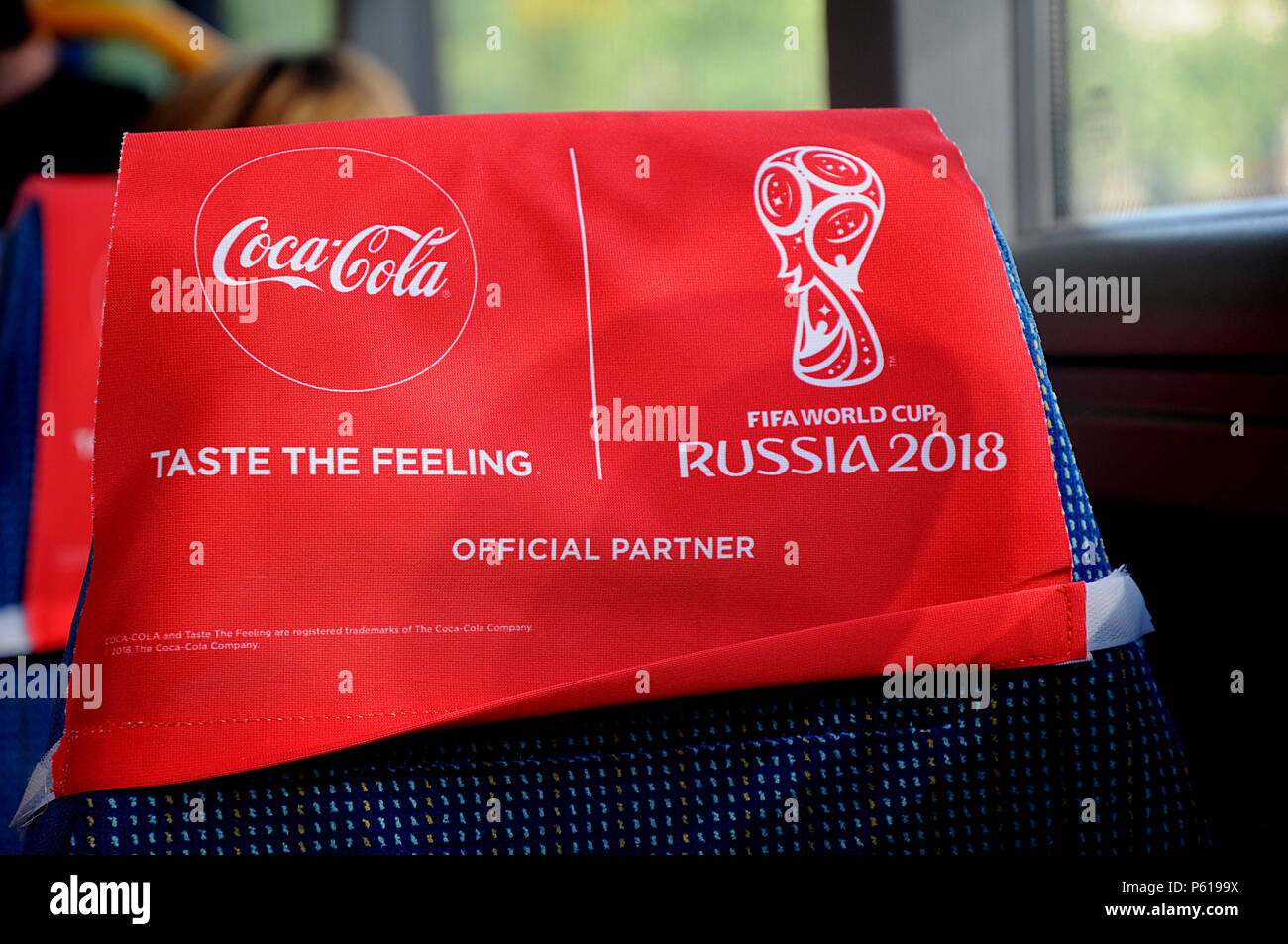 Copenhagen, Denmark. 28th Jun, 2018. American coca cola drinks official  partner in Fifa world cup Russia 2018 commercial on Danish pubic buses.  Credit: Francis Joseph Dean / Deanpictures/Alamy Live News Stock Photo -  Alamy