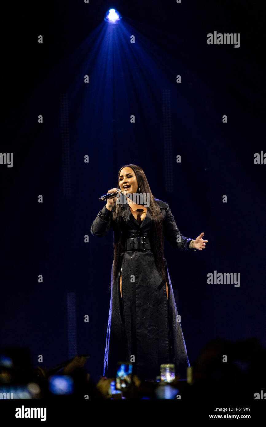 Bologna, Italy, 27th June 2018: Demi Lovato performs on stage for the first time in Italy, at Unipol Arena in Bologna, for her Tell Me That You Love Me Tour - Valeria Portinari/Alamy Live News Stock Photo