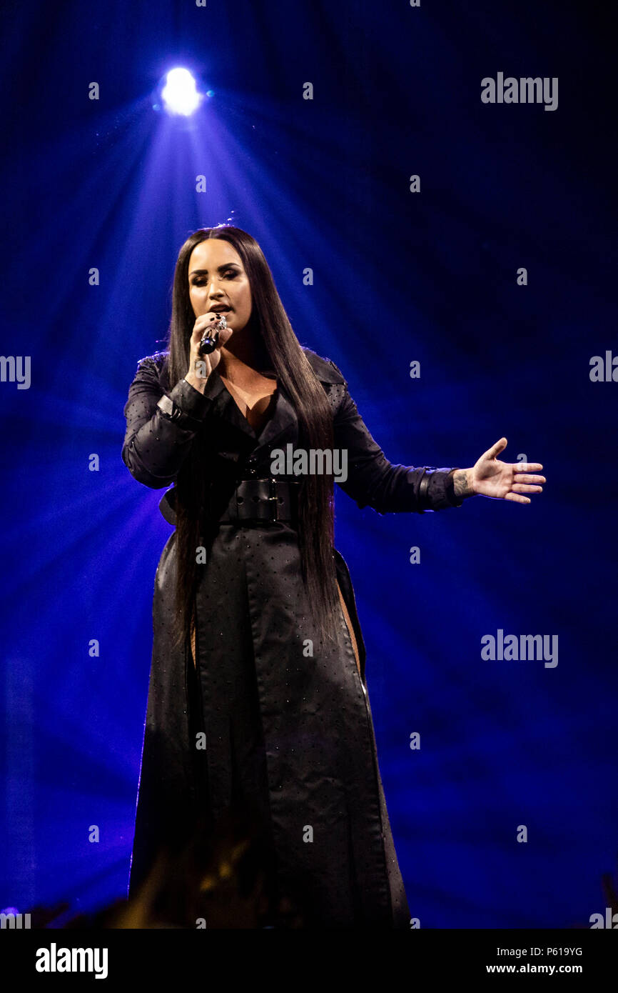 Bologna, Italy, 27th June 2018: Demi Lovato performs on stage for the first time in Italy, at Unipol Arena in Bologna, for her Tell Me That You Love Me Tour - Valeria Portinari/Alamy Live News Stock Photo