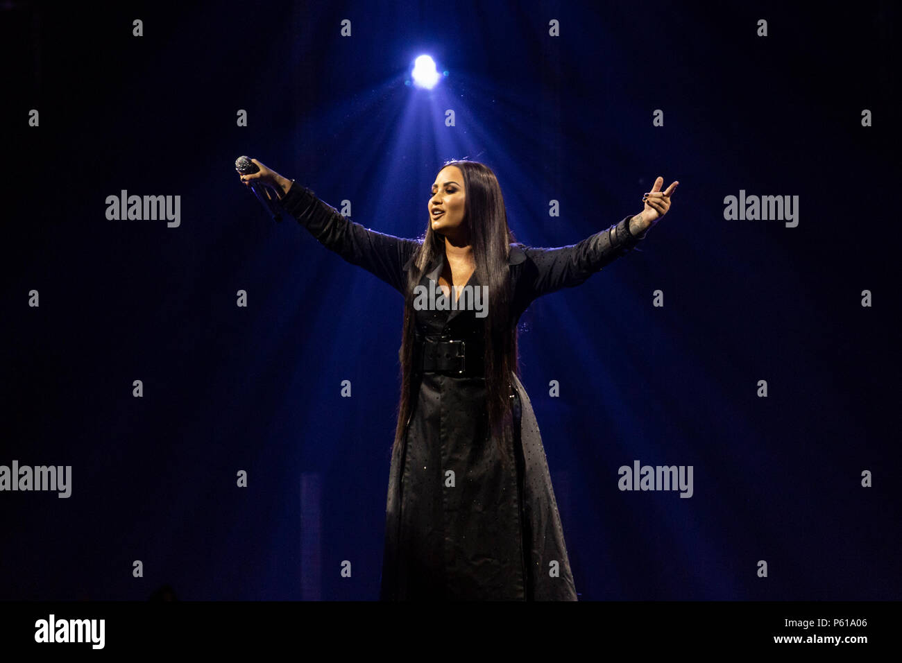 Bologna, Italy, 27th June 2018: Demi Lovato performs on stage for the first time in Italy, at Unipol Arena in Bologna, for her Tell Me That You Love Me Tour - Valeria Portinari/Alamy Live News Stock Photo