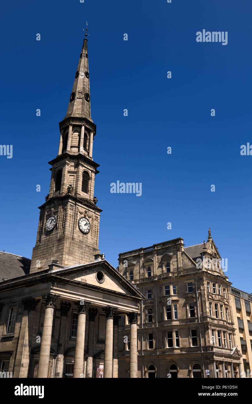 Clock tower of St Andrew's and St Church of Scotland heritage