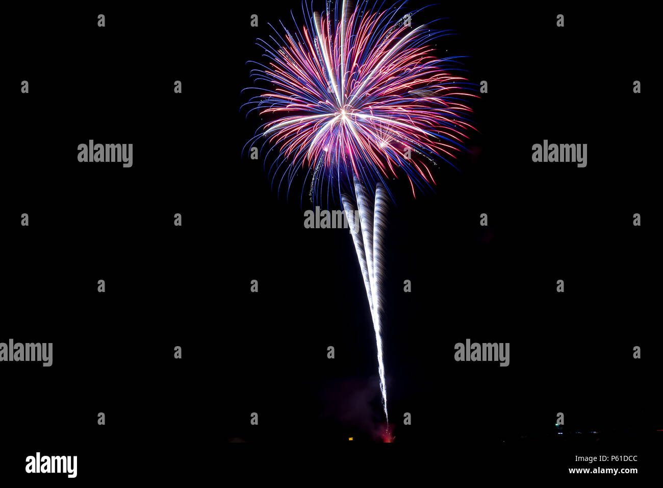 Fireworks Display at Night Stock Photo