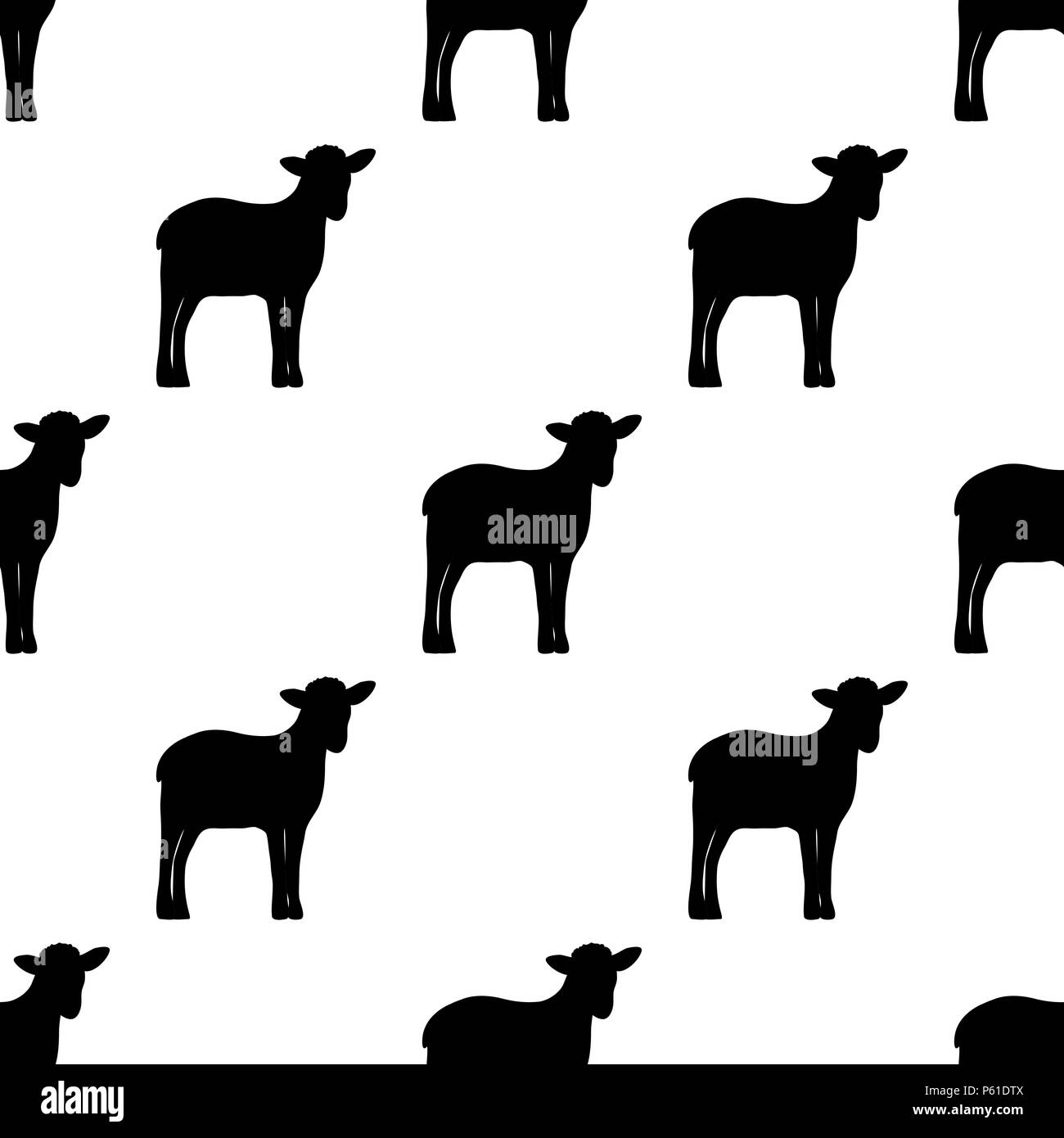 Seamless background, silhouette of lambs Stock Vector