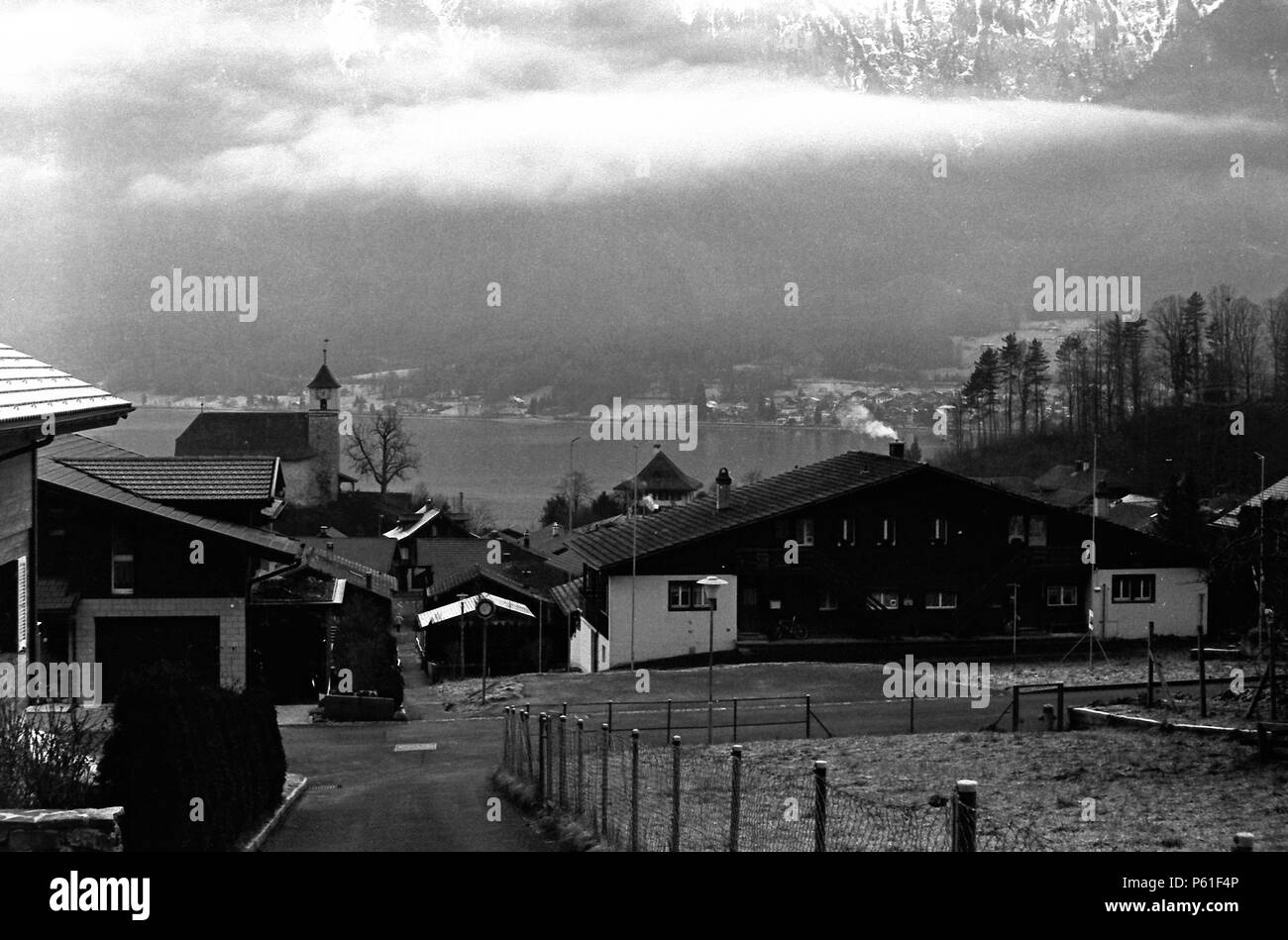 Winter scene in the Interlaken-Oberhasli District, in the Canton of Bern, Switzerland, in January 2008. Stock Photo
