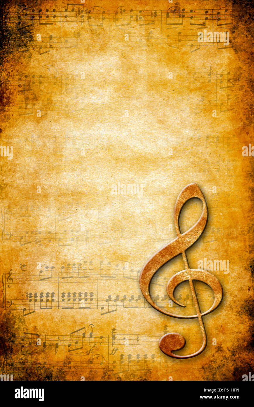 Sheet Music Background With Grunge Stained Paper (Paper)