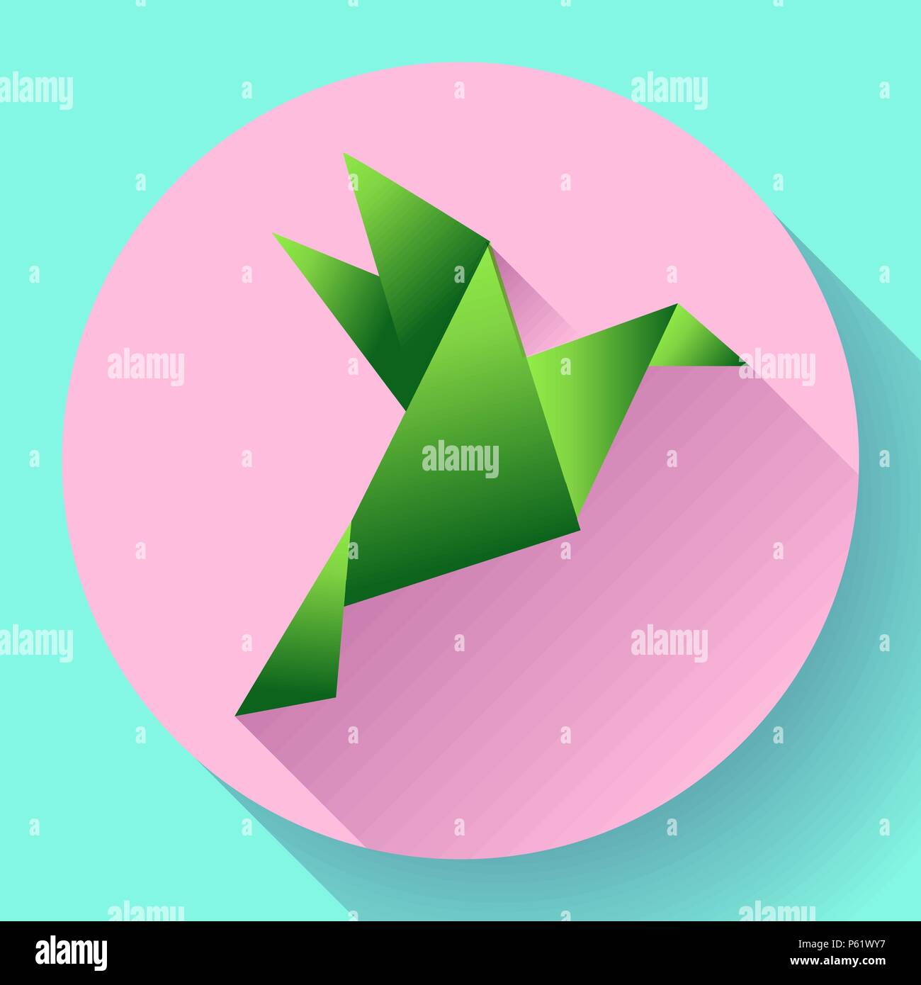Green origami bird art icon Stock Vector