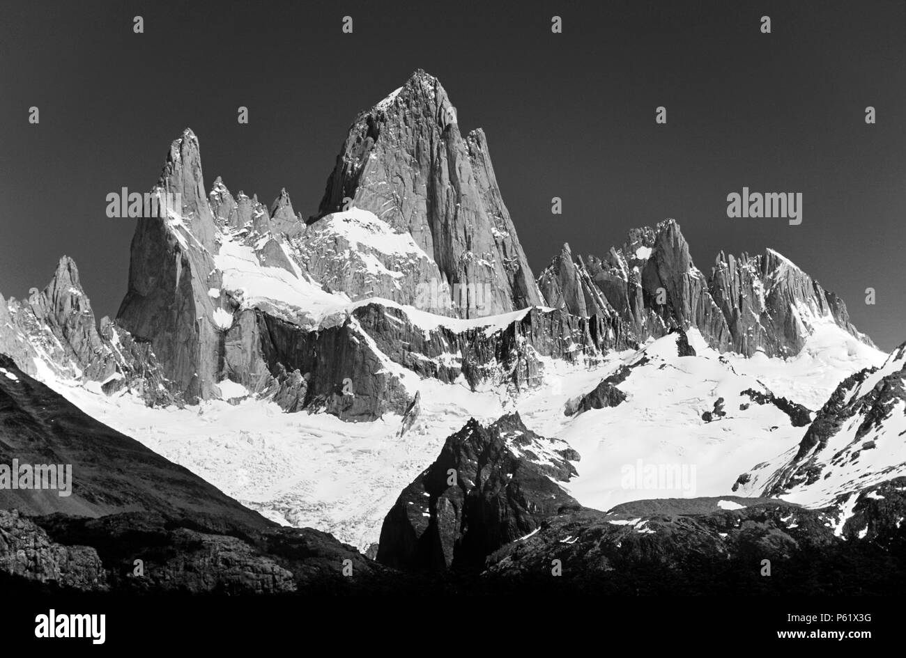 MOUNT FITZ ROY (3405 meters), in the southern ANDES of PATAGONIA - PARQUE NACIONAL LOS GLACIARES, ARGENTINA Stock Photo