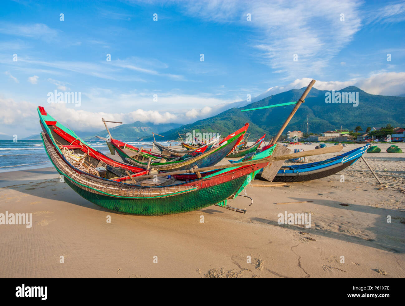 Da Nang, Vietnam - the coastline between Da Nang and Hue offers one of the most stunning beauties of the country, and its a must for tourists Stock Photo