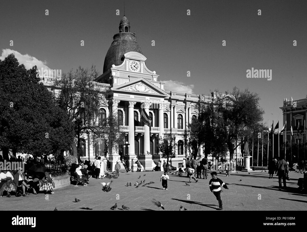 The GOVERNMENT PALACE in LA PAZ'S Central Square - BOLIVIA Stock Photo