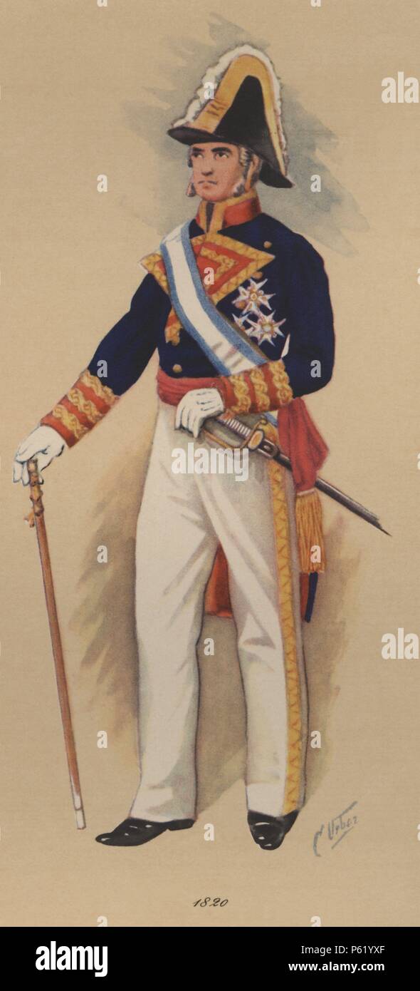 España. Uniformes de Marina. Capitán General de la Armada en 1820 Stock  Photo - Alamy