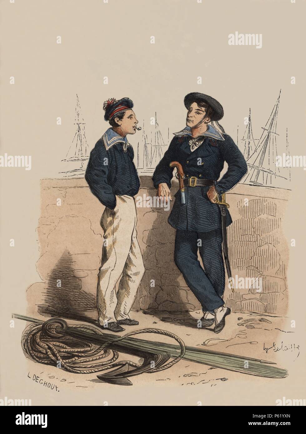 Francia. Siglo XIX. Uniforme de Marineros, año 1857. Grabado de 1864. Stock Photo