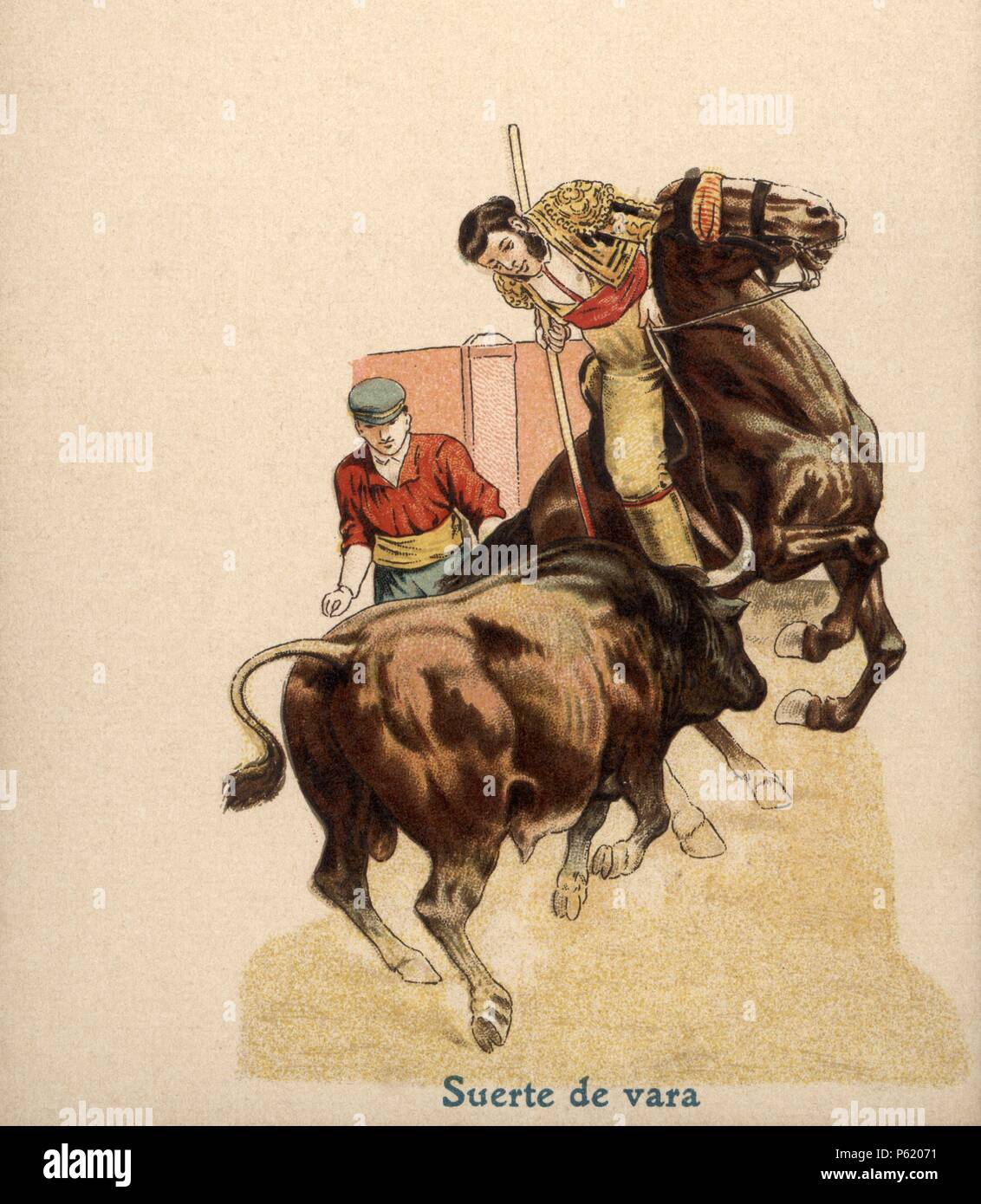 Tauromaquia. Fiesta de los toros. Suerte de varas. Años 1900. Stock Photo