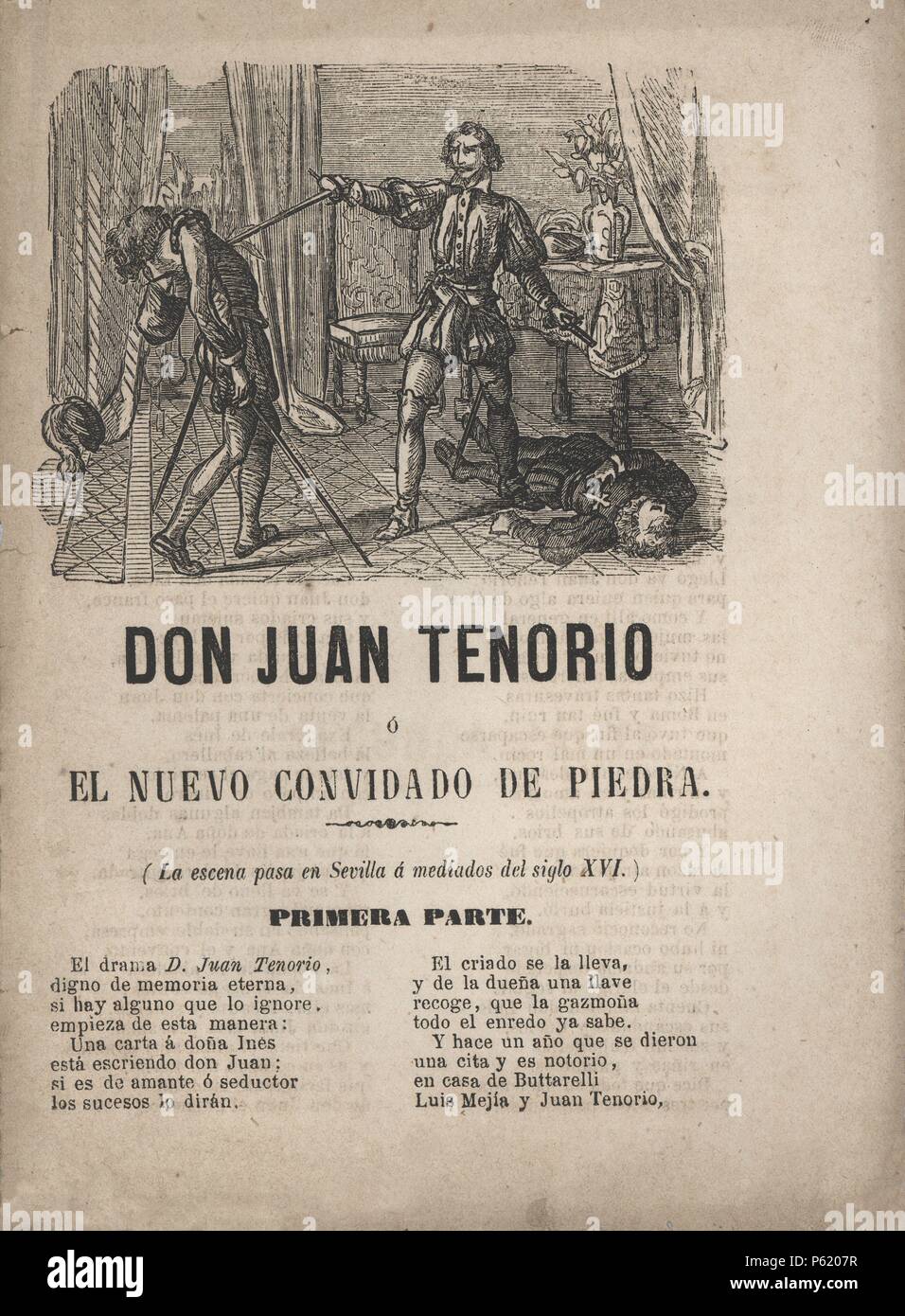 Don Juan Tenorio, drama de José Zorrilla. Literatura de cordel. Argumento publicado en Barcelona, 1895. Stock Photo
