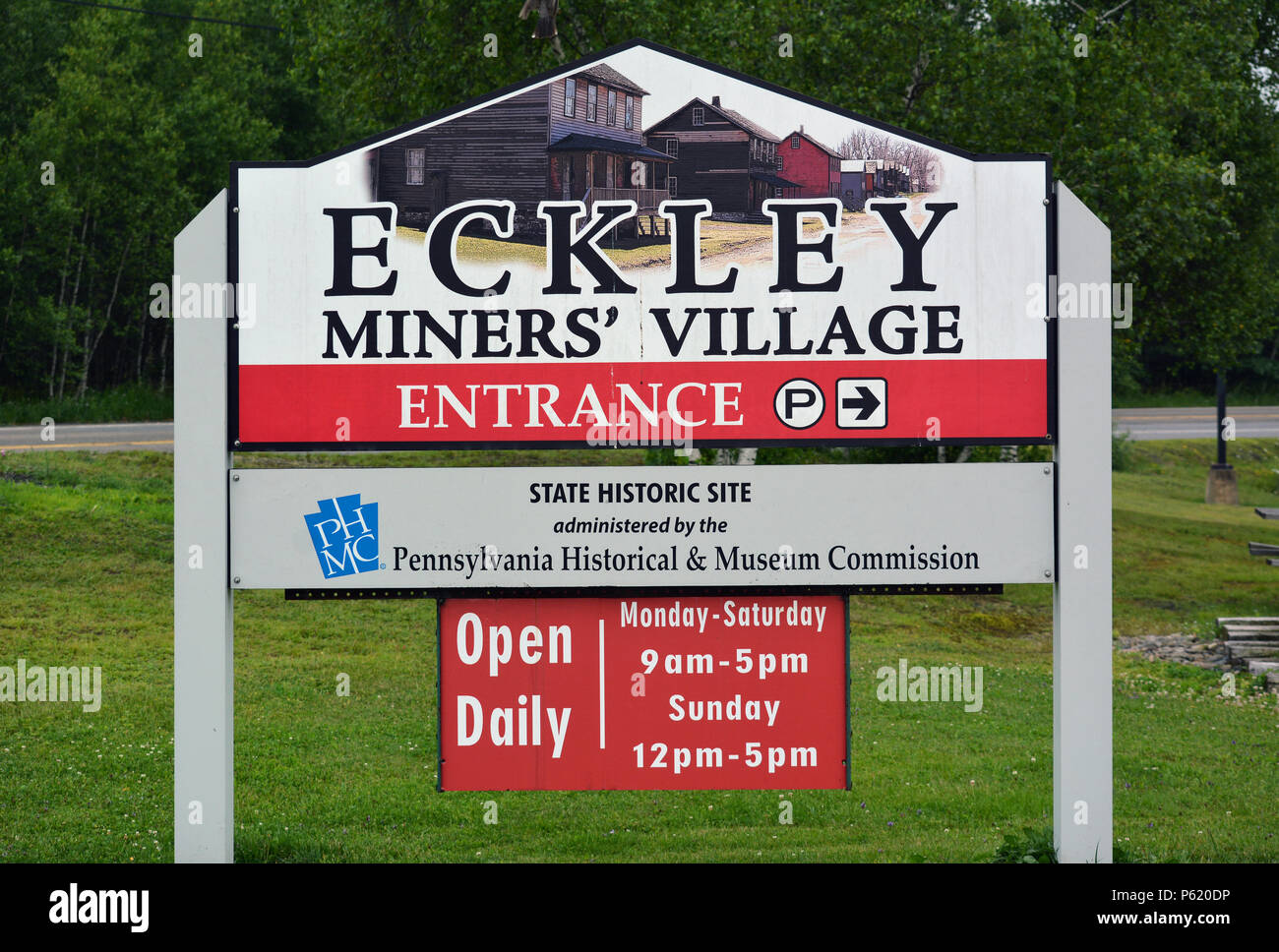 Eckley Miners' Village in eastern Pennsylvania is an anthracite coal mining patch town located near Hazleton, Luzerne County,  in the United States. Stock Photo