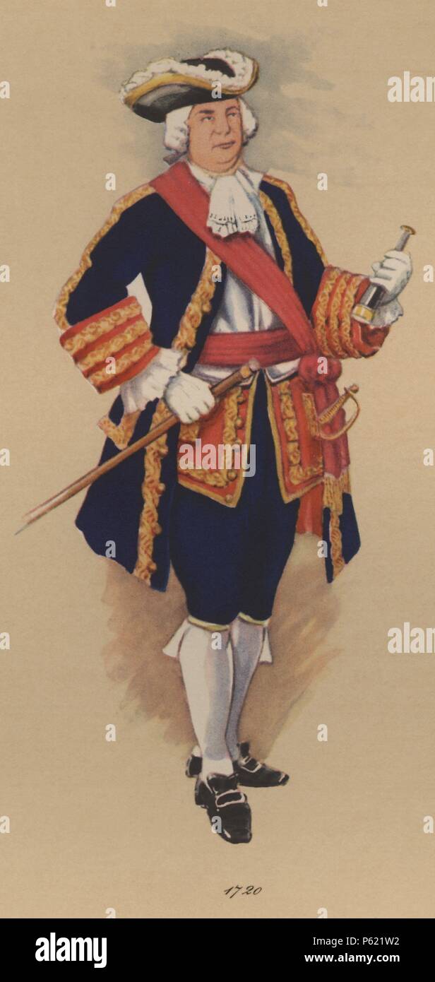 España. Uniformes de Marina. Capitán General de la Armada en 1720 Stock  Photo - Alamy
