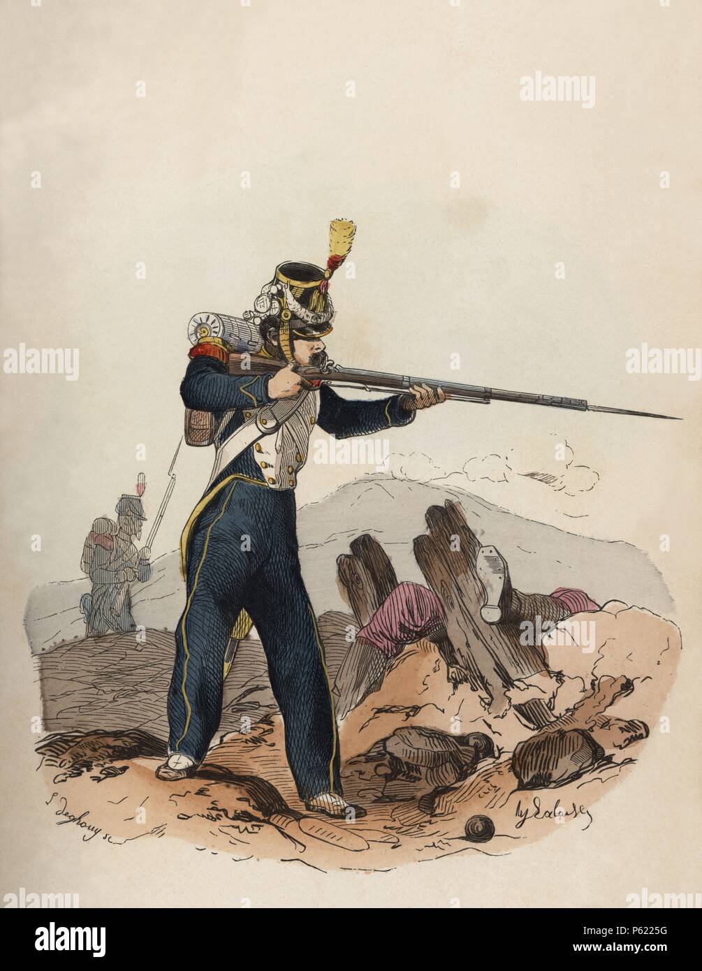 Francia. Siglo XIX. Uniforme de Infantería ligera de la guardia imperial, año 1854. Grabado de 1864. Stock Photo