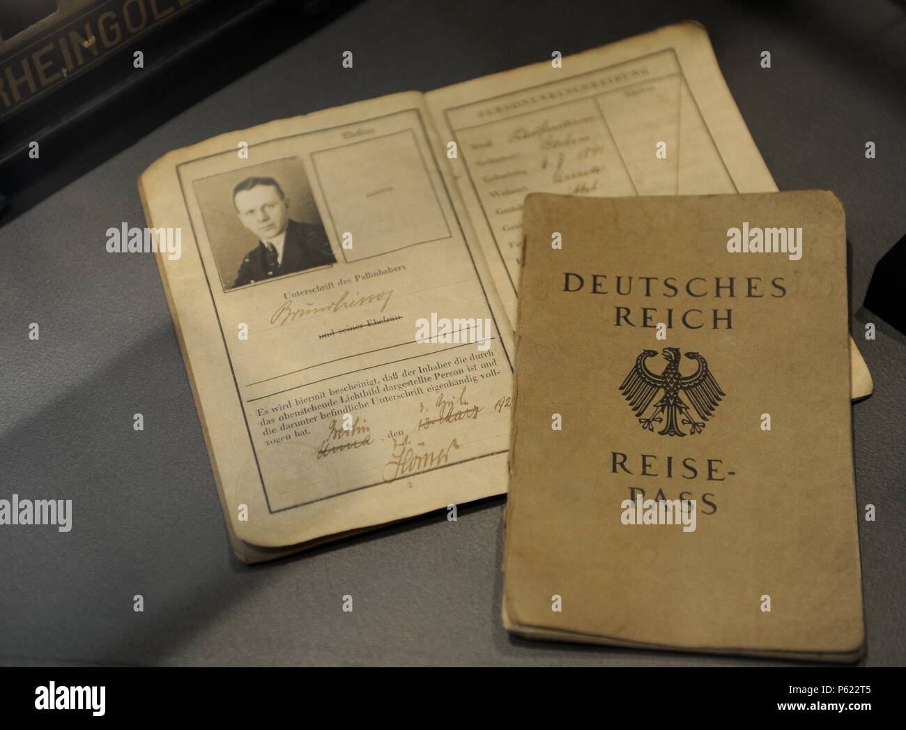Weimar Republic (German Reich). 1919-1933. German passports. Before the Worl War II. Deutches Technikmuseum. Berlin. Germany. Stock Photo
