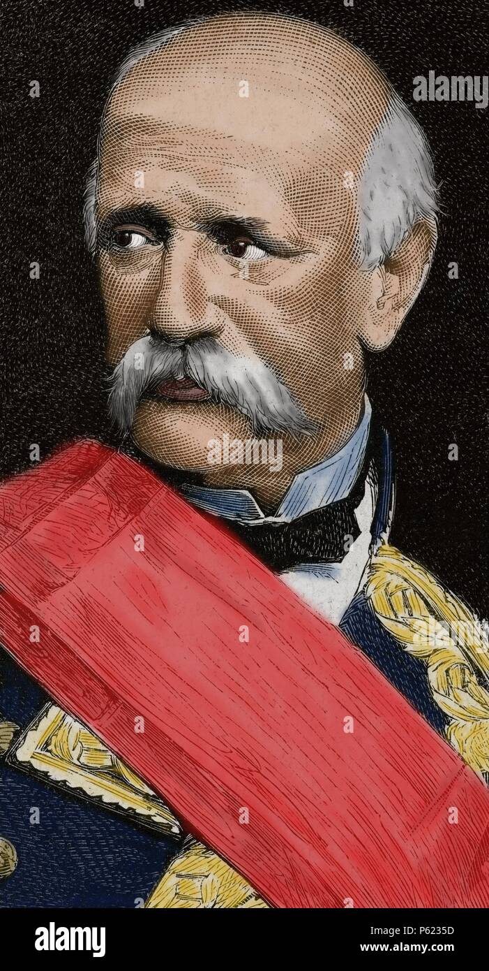 Don Fernando FernÃ¡ndez de CÃ³rdova y ValcÃ¡rcel, 2nd Marquis of MendigorrÃ= a (1809-1883). Spanish military, politician, and Primer minister of Spain for one day. Engraving, 1876. Colored. Stock Photo