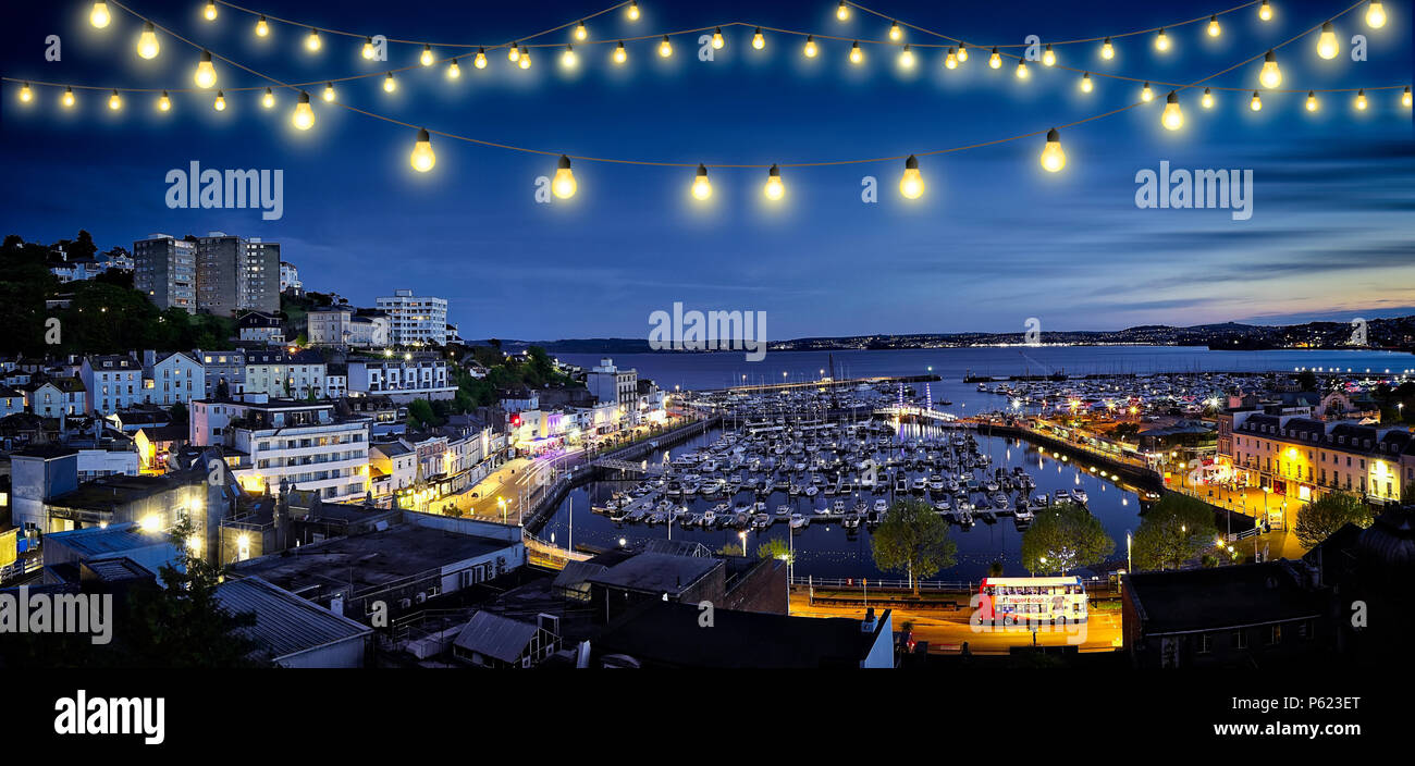 GB DEVON Torquay harbour and town at Christmas Stock Photo Alamy