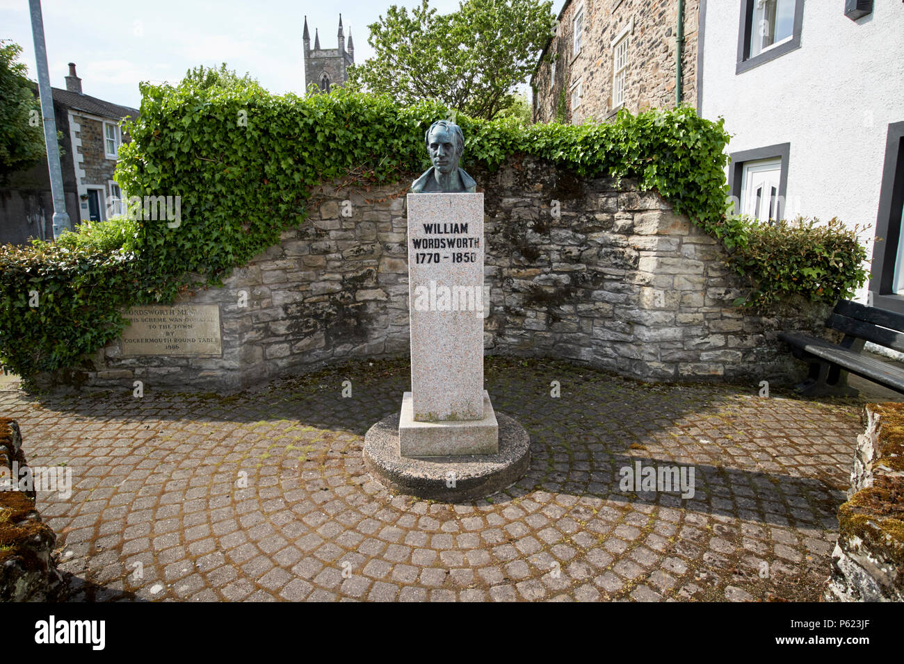 Bust of william wordsworth at the wordsworth memorial Cockermouth Cumbria England UK Stock Photo